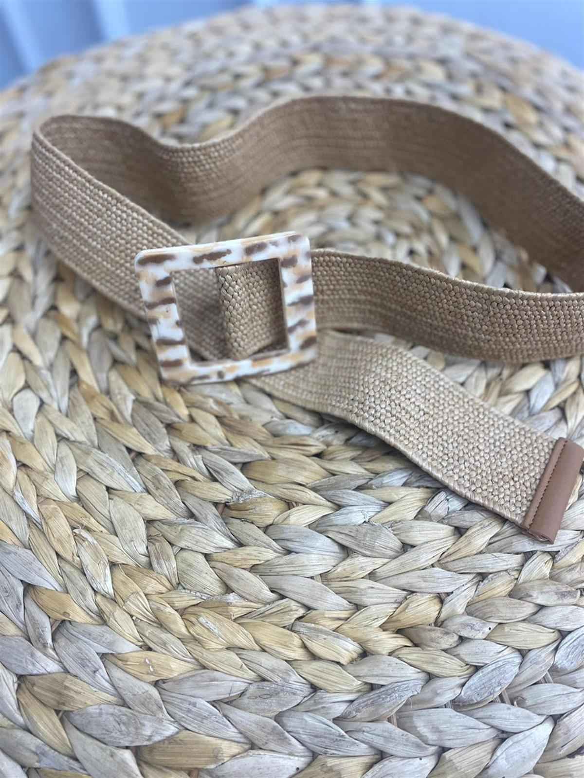 Leopar Tokalı Lastik Hasır Kemer HASIR