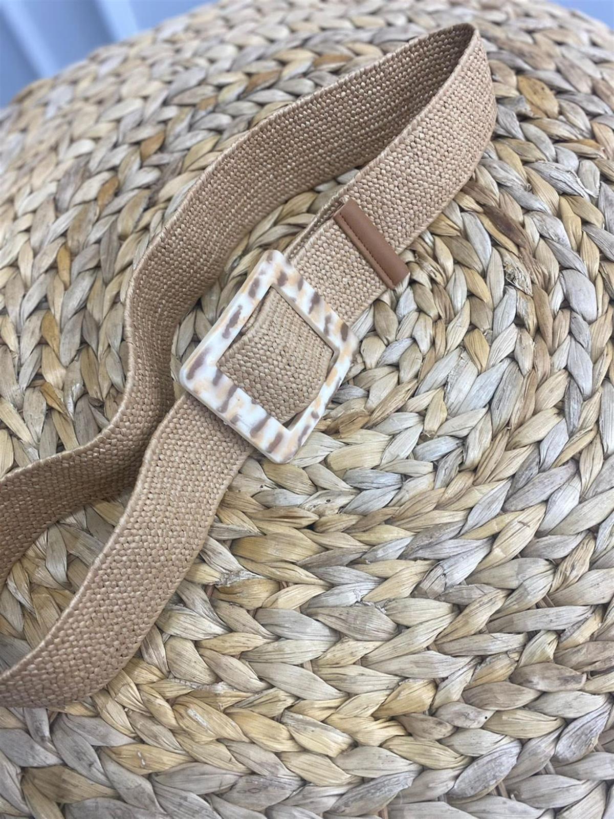 Leopar Tokalı Lastik Hasır Kemer HASIR