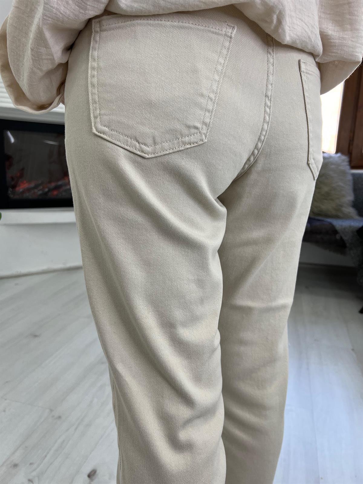 Likralı Yüksek Bel Jean TAŞ