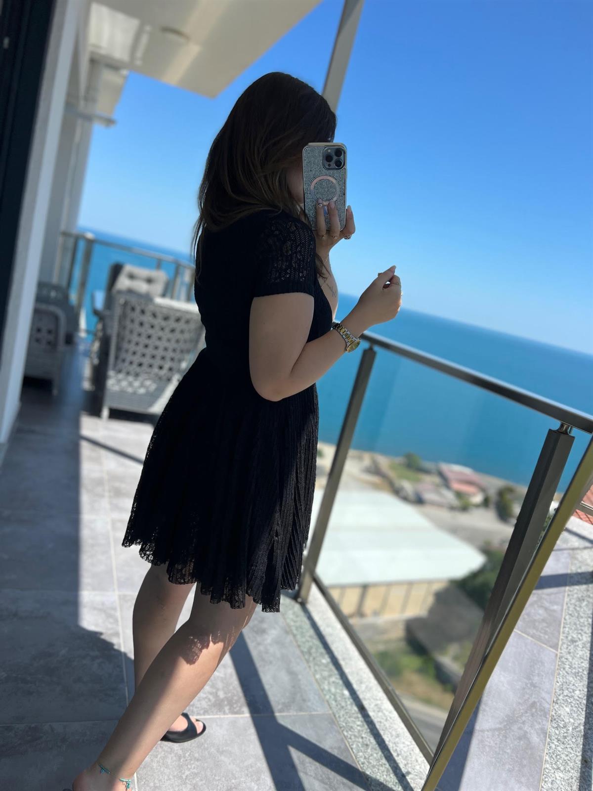 Mini Güpür Elbise SİYAH