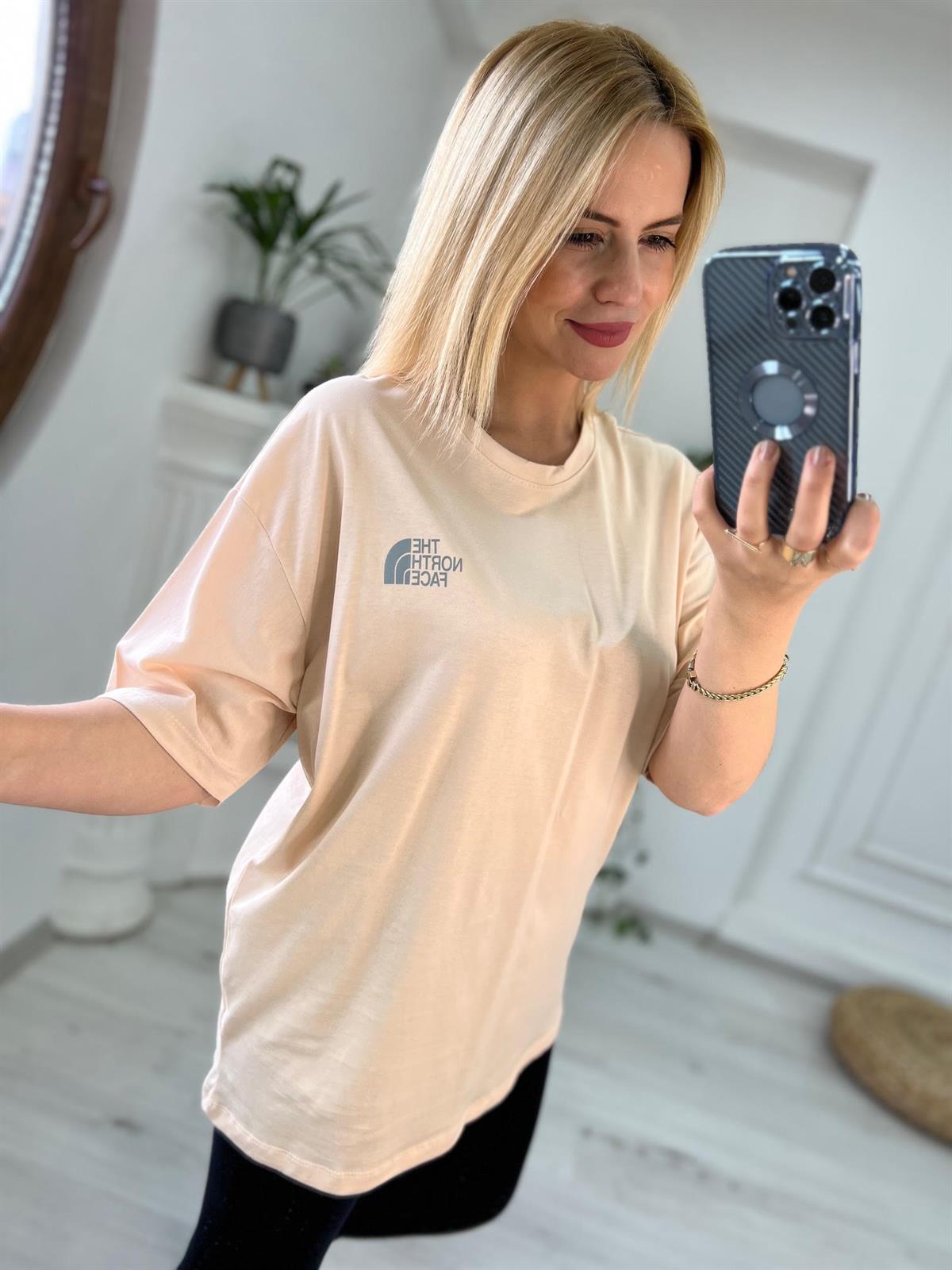 Reflektör Baskılı Tshirt BEJ