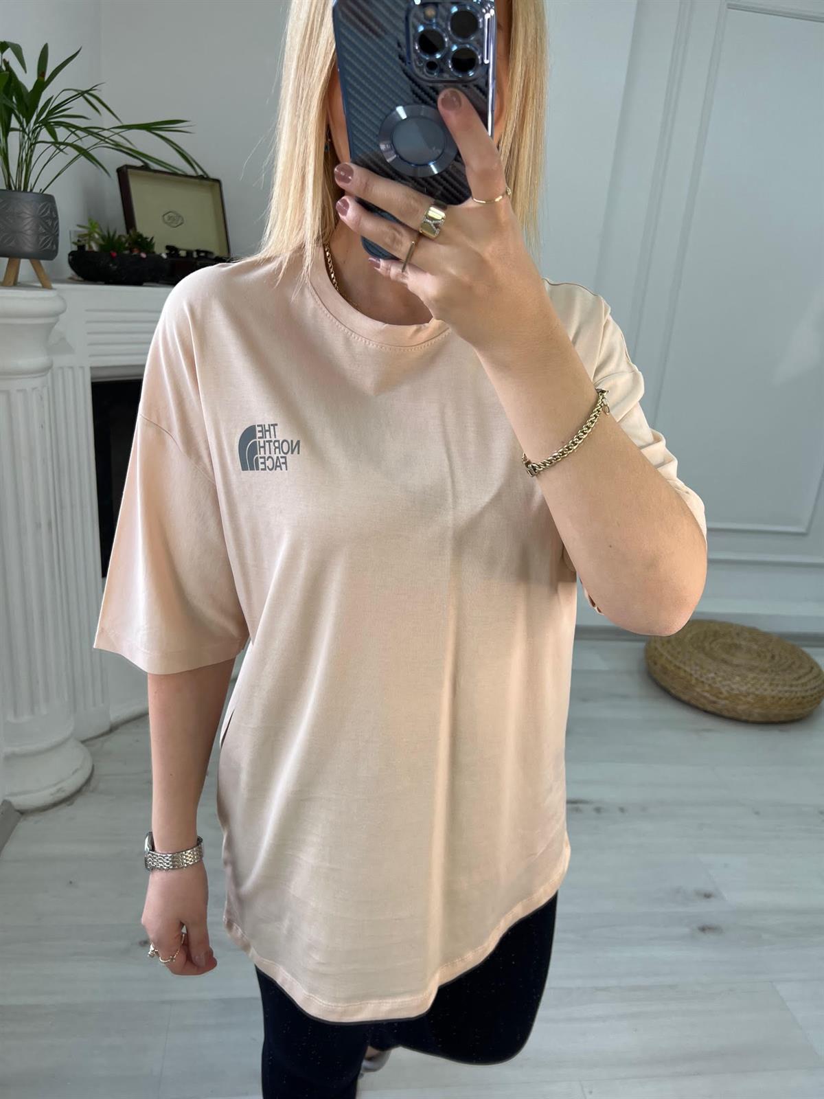Reflektör Baskılı Tshirt BEJ