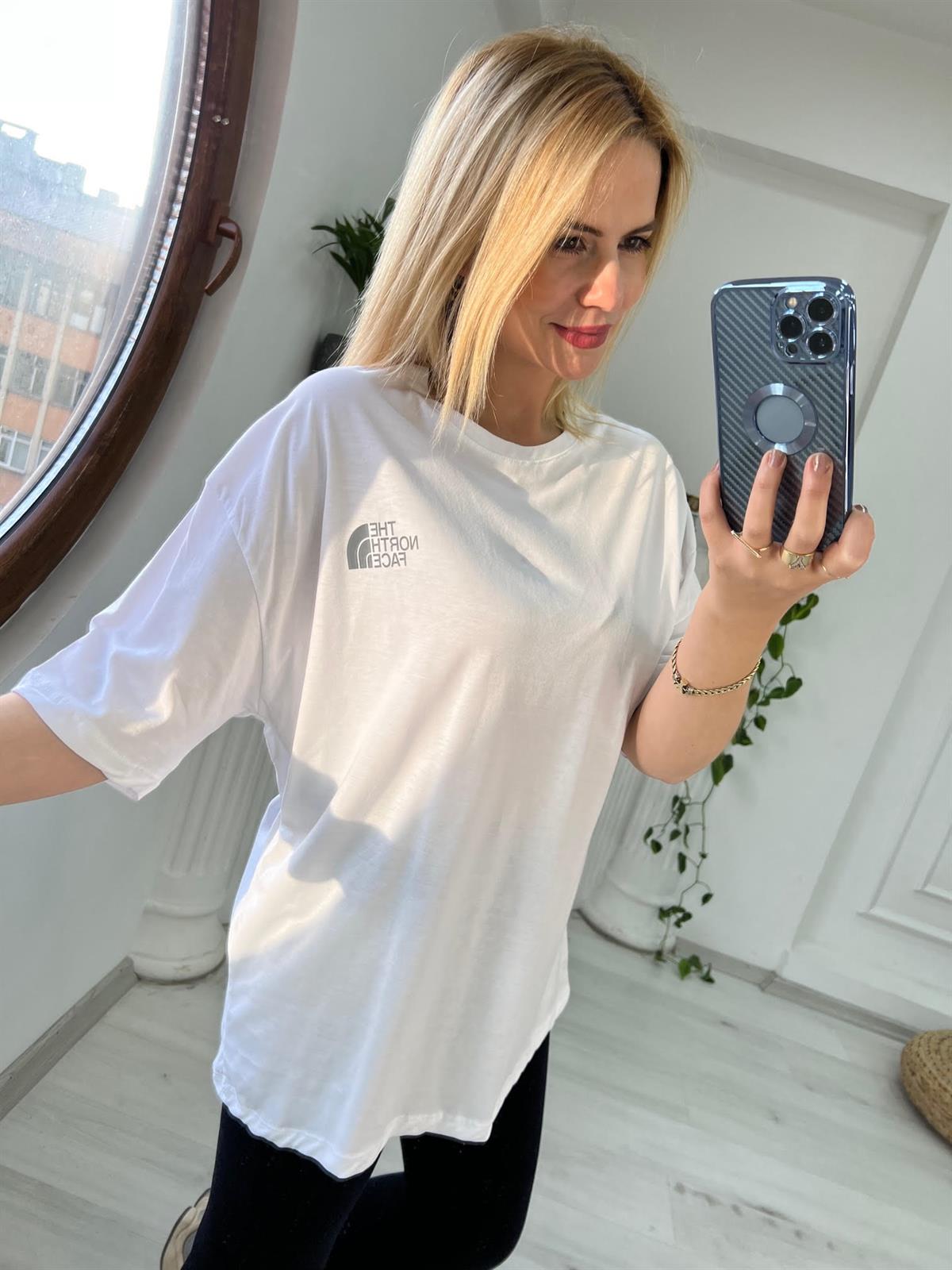 Reflektör Baskılı Tshirt BEYAZ