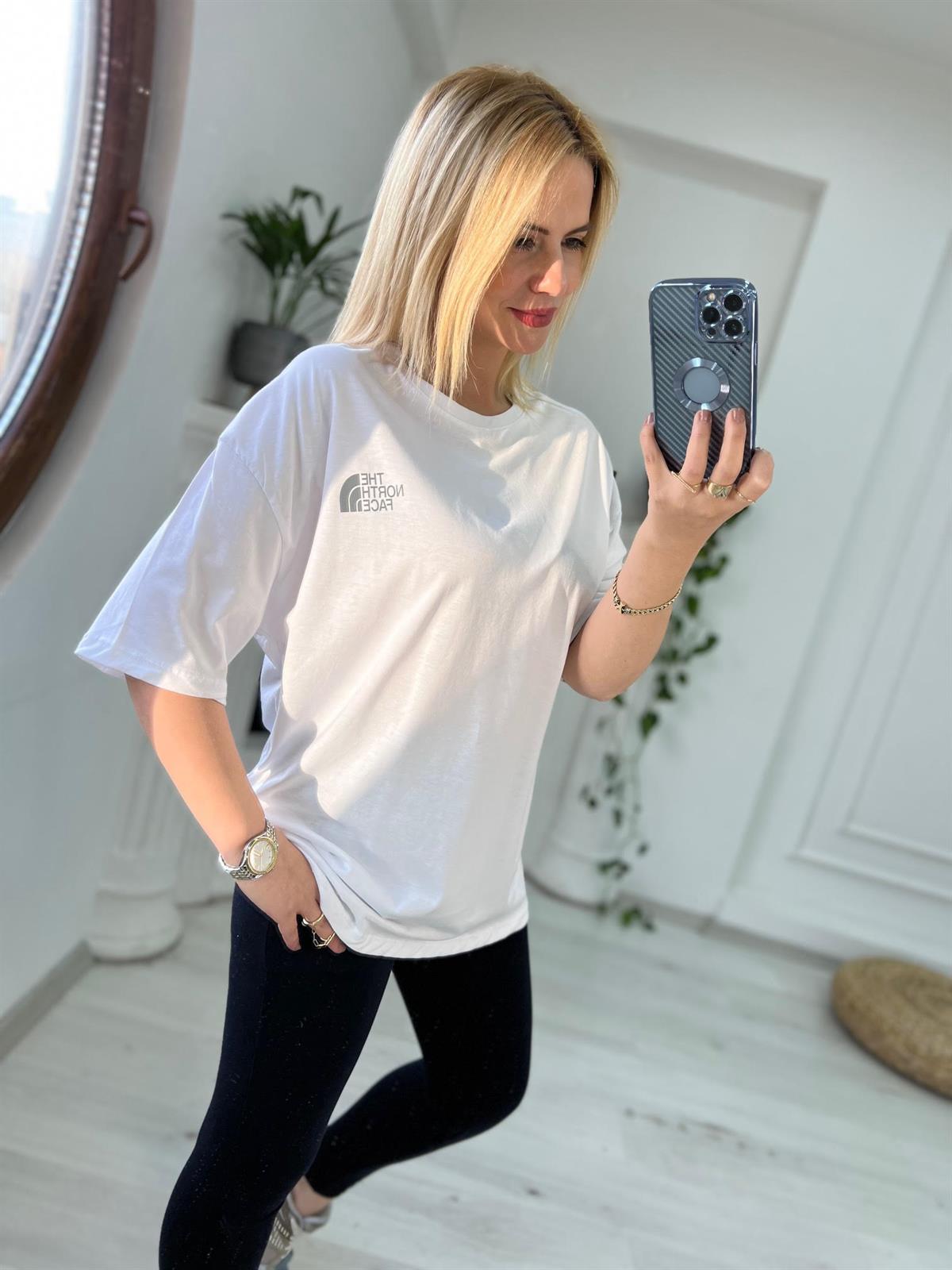 Reflektör Baskılı Tshirt BEYAZ