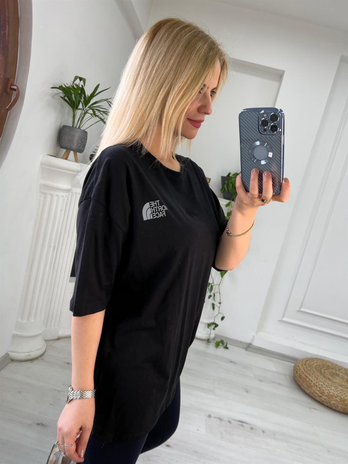 Reflektör Baskılı Tshirt SİYAH