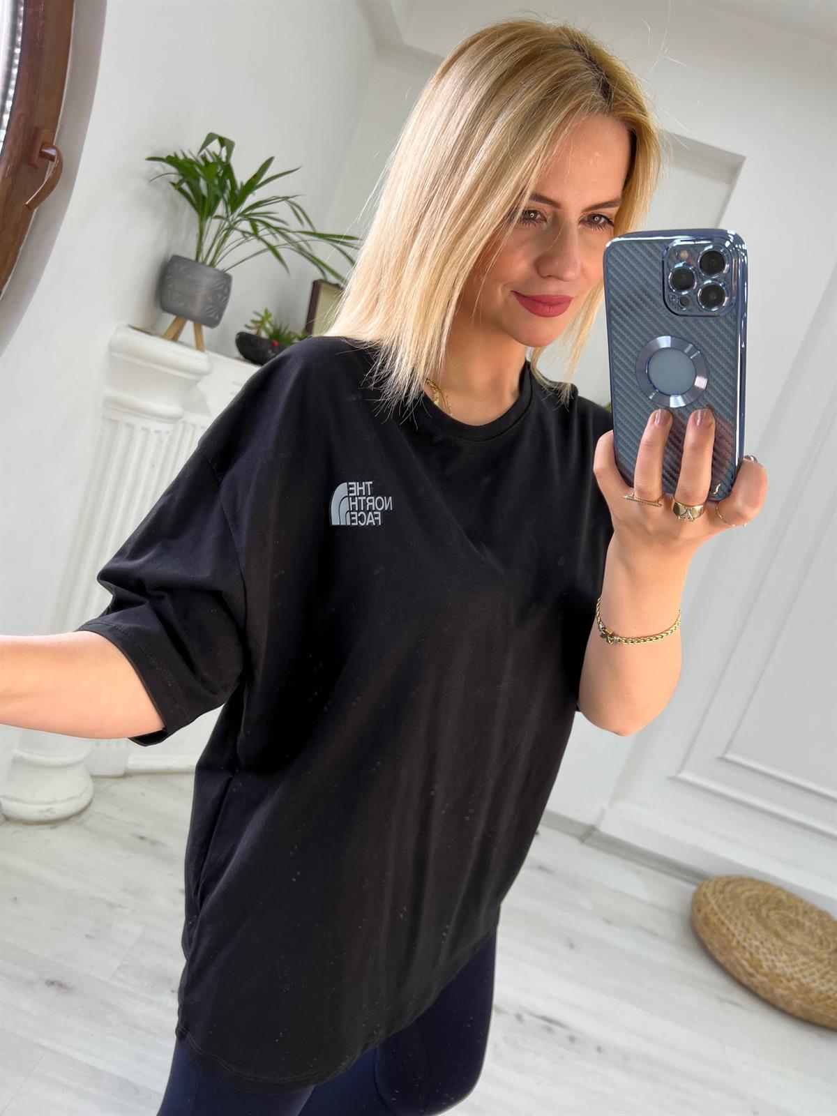 Reflektör Baskılı Tshirt SİYAH