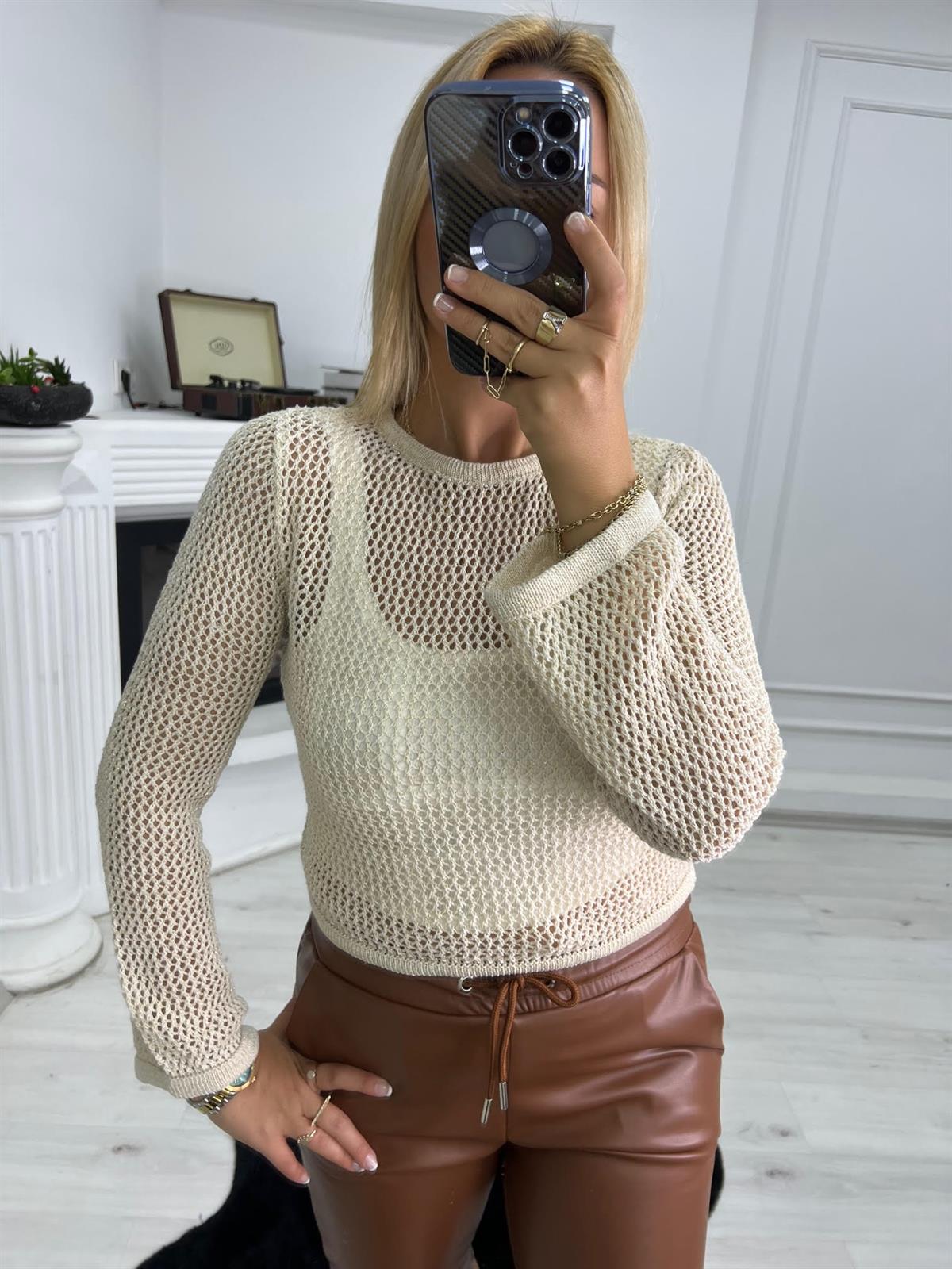 Simli Crop Triko TAŞ