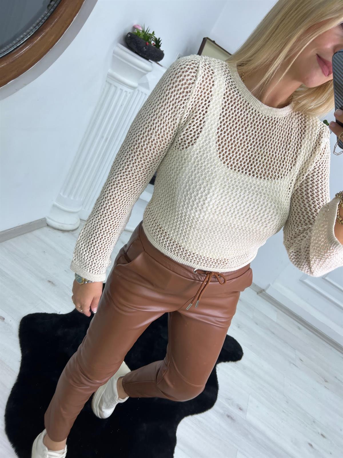 Simli Crop Triko TAŞ