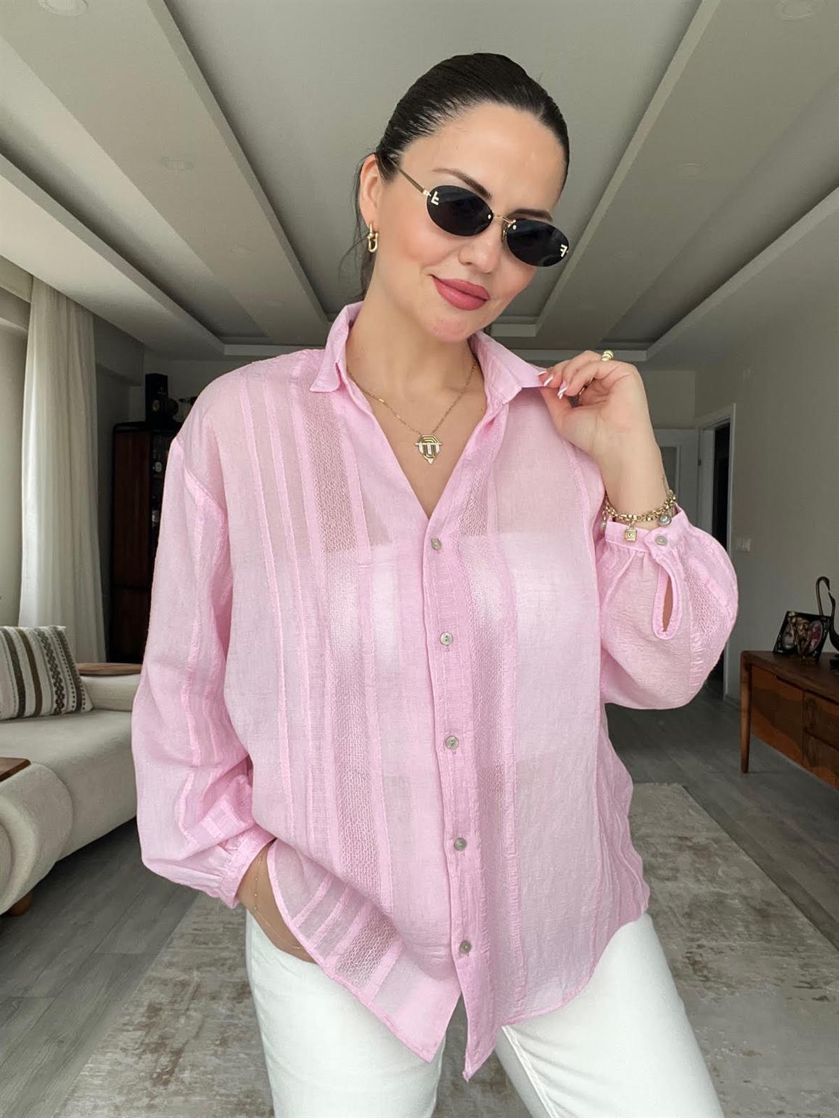 Transparan Gömlek PEMBE