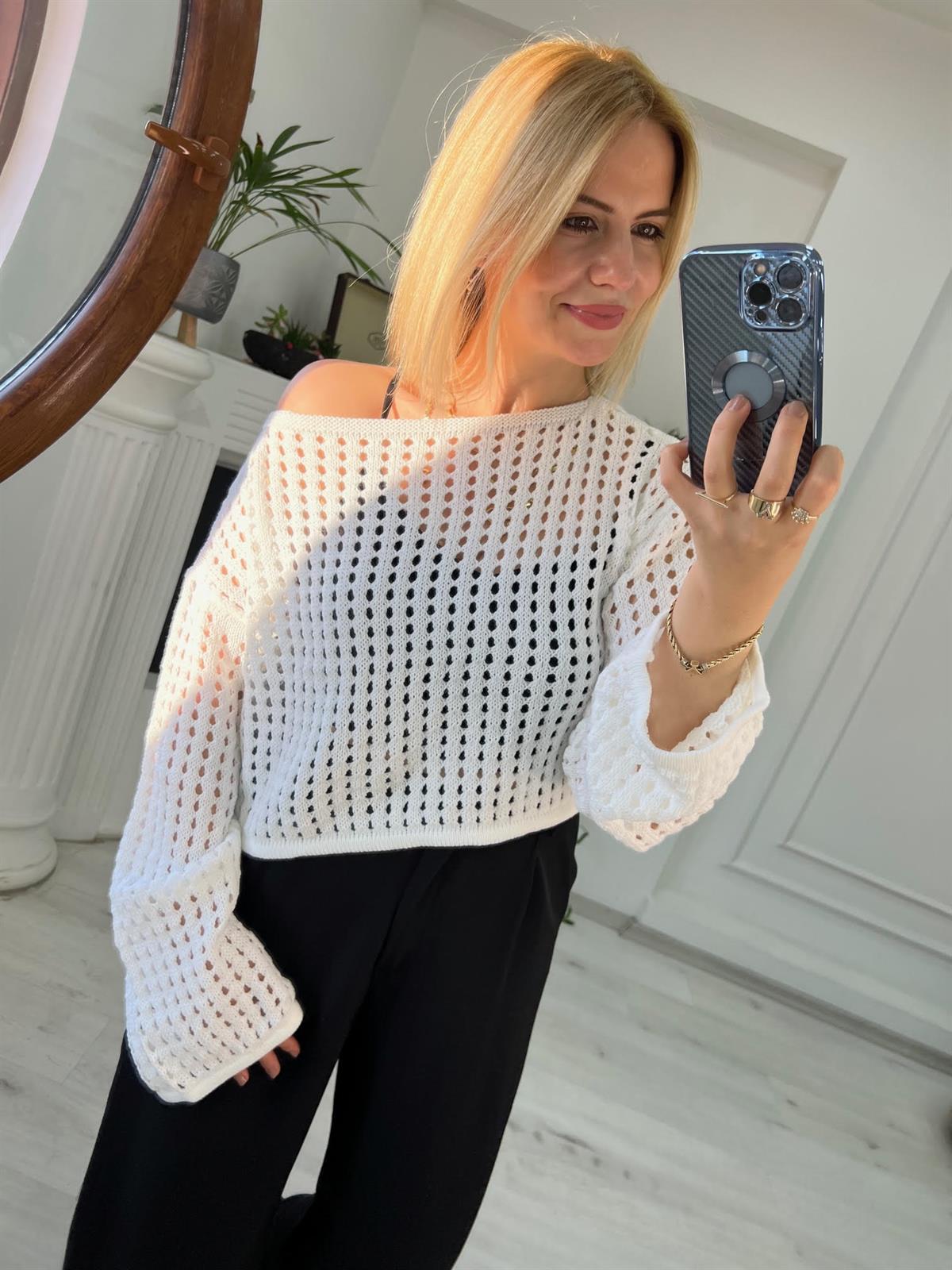 Triko Crop BEYAZ