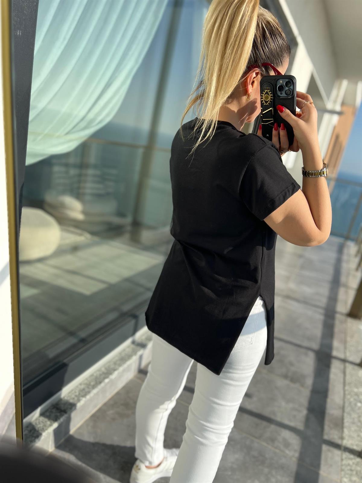 V Yaka Basıc Tshirt SİYAH