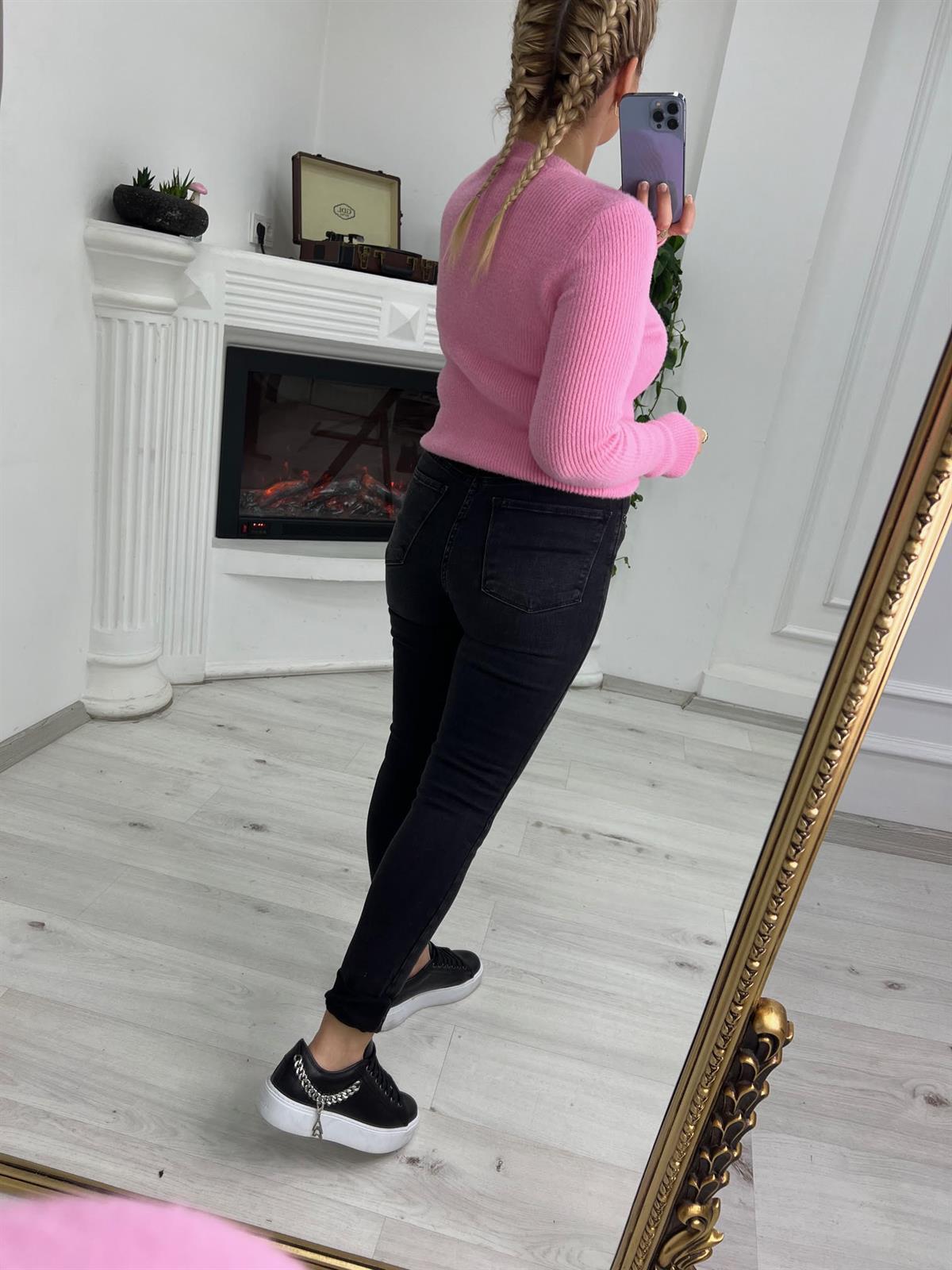 Yırtık Detay Yüksek Bel Jean FÜME