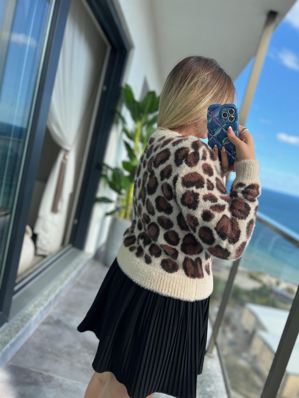 Yumuşak Dokulu Hırka LEOPAR
