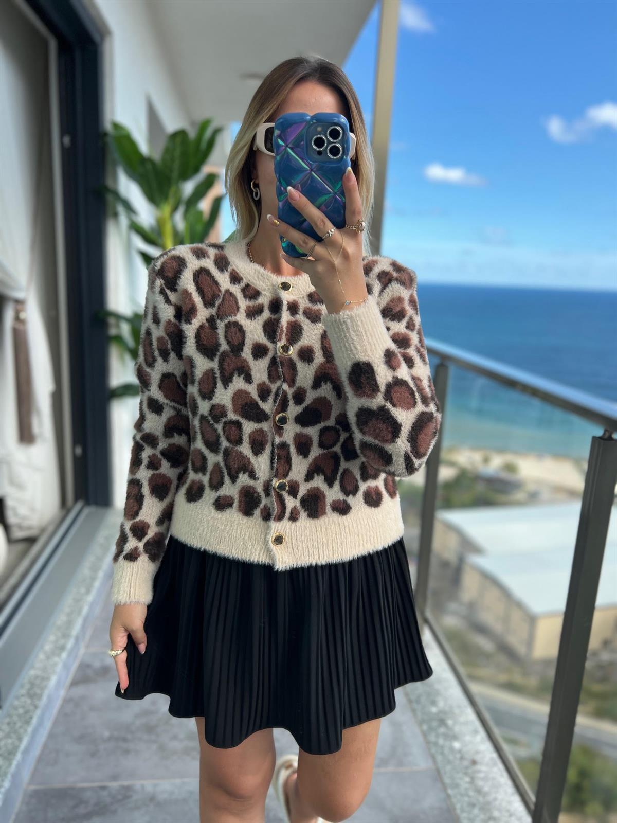 Yumuşak Dokulu Hırka LEOPAR