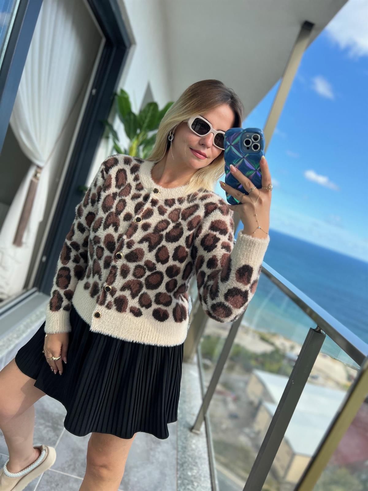 Yumuşak Dokulu Hırka LEOPAR
