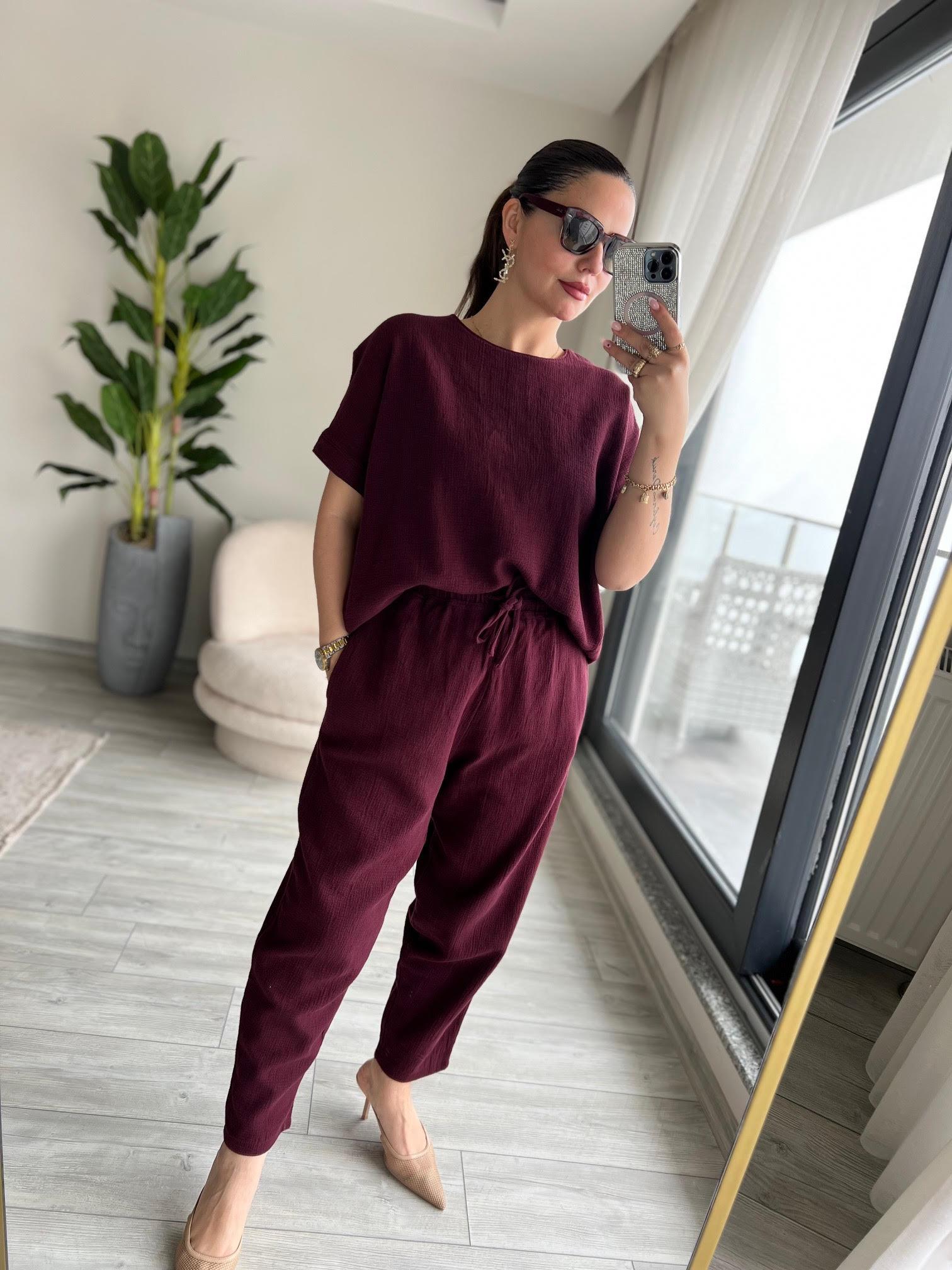001 Salaş Kısa Kollu Takım BORDO