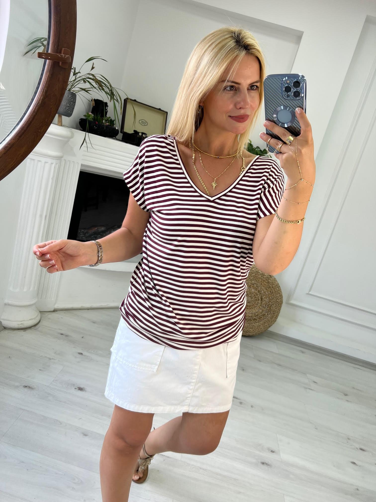 002 Ön V Arka V Tshirt BORDO