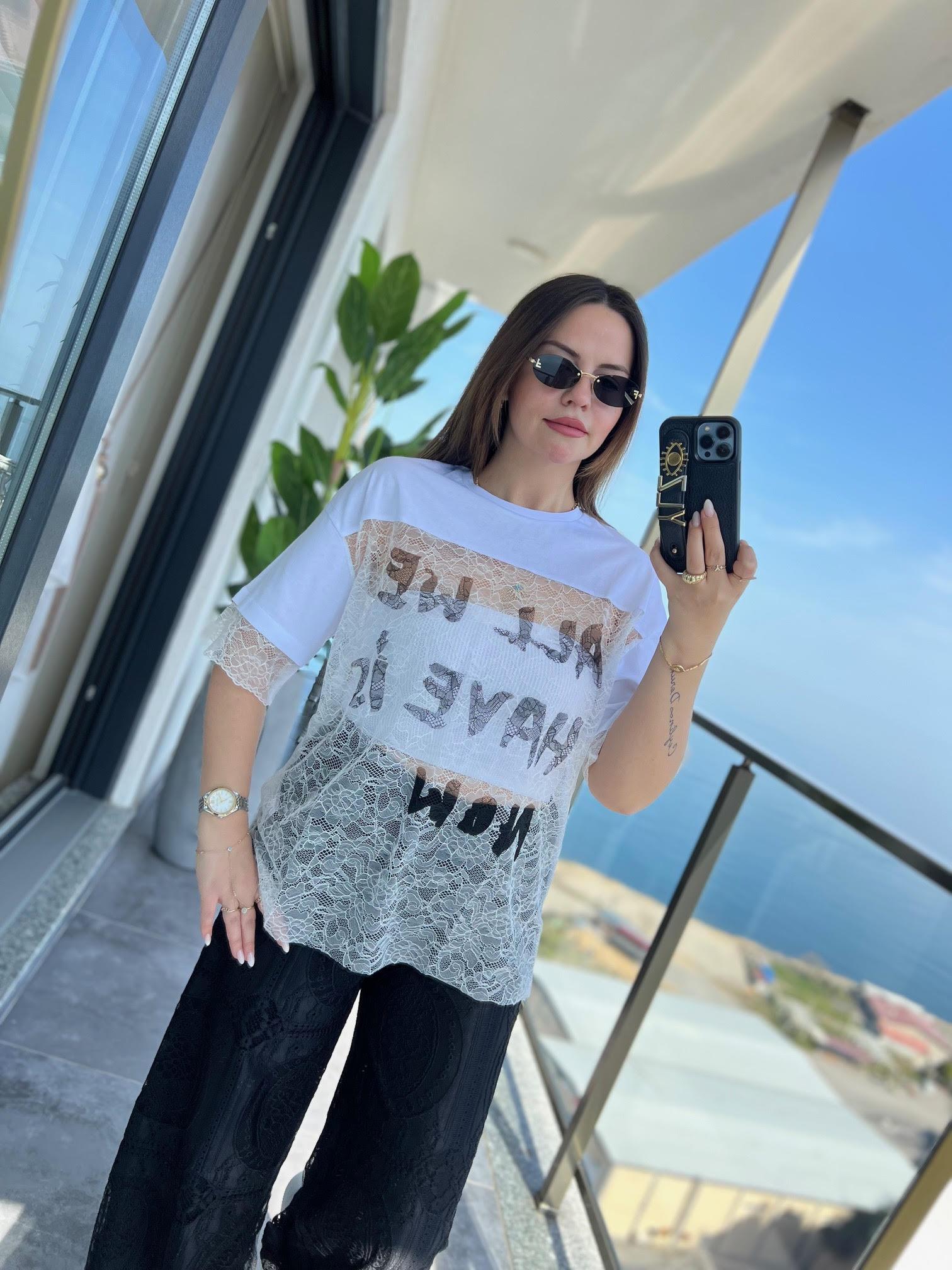0298 Dantel Tshirt BEYAZ