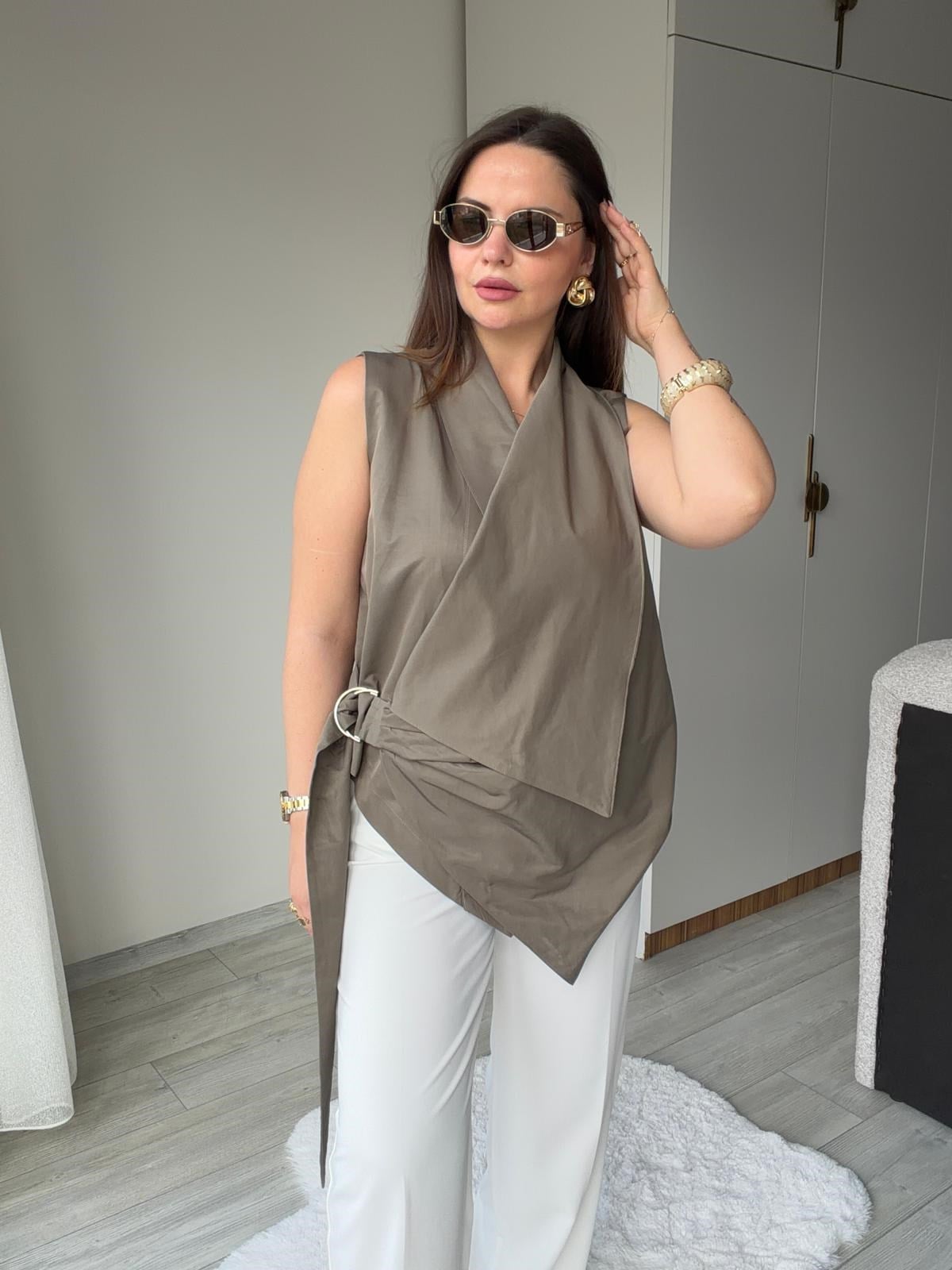 073 Bağlamalı Yelek HAKİ YEŞİL