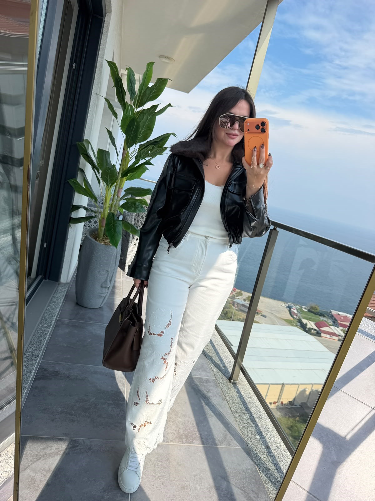 0904 Denim Nakışlı Pantalon EKRU