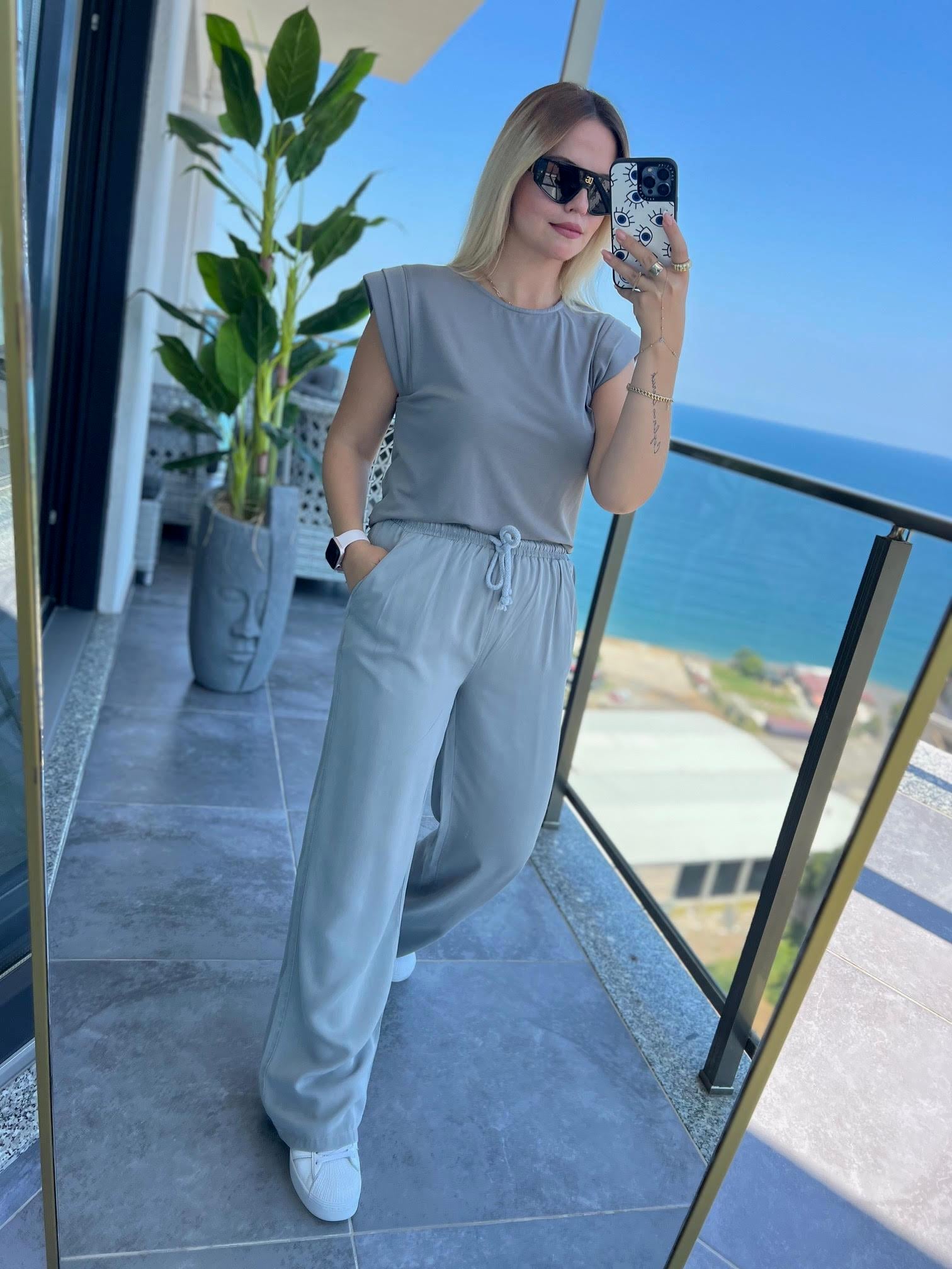 1016 Omuzu Süngerli Bluz ANTRESİT