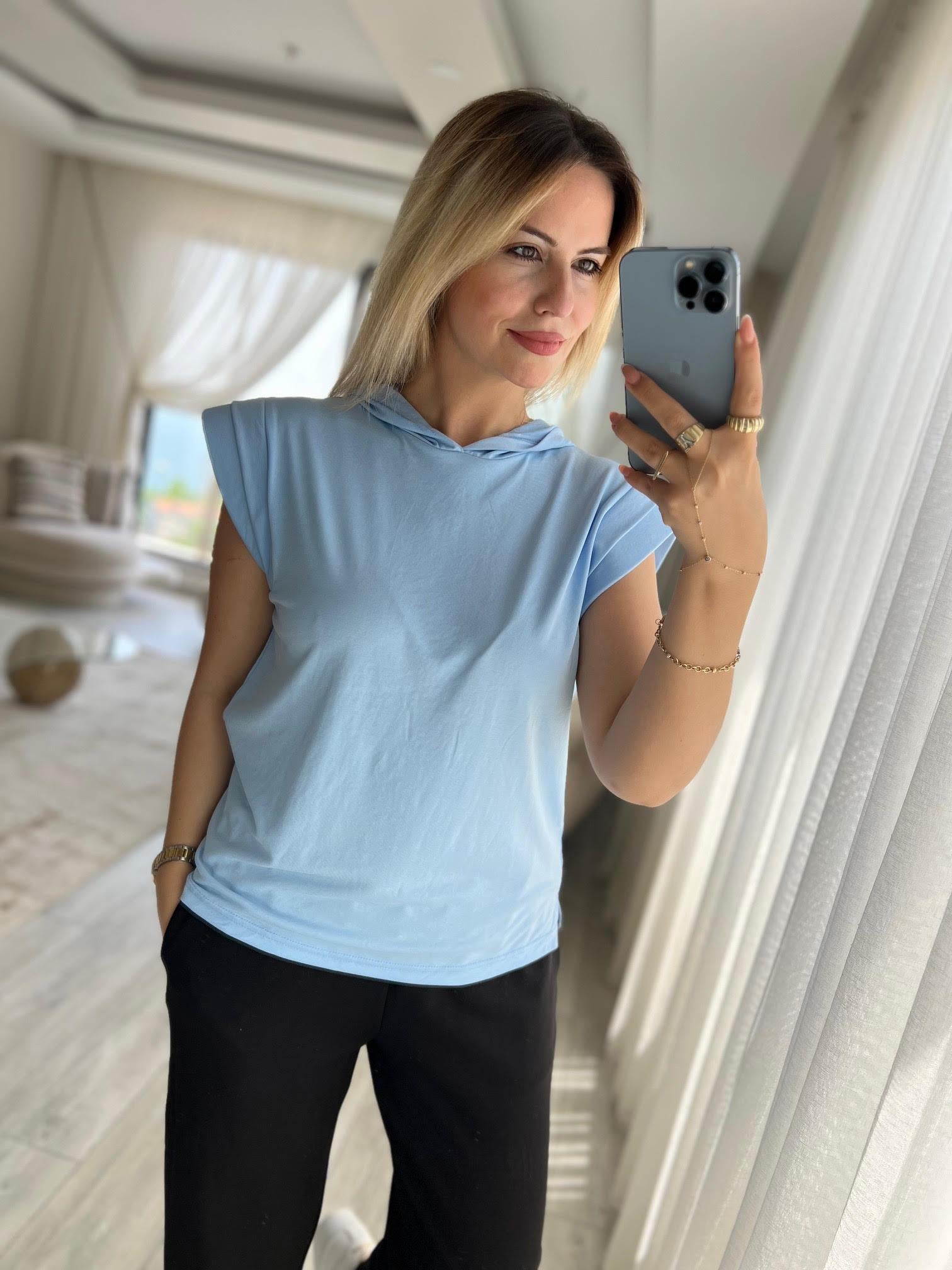 1017 Kapşonlu Modal Buluz BEBE MAVİ