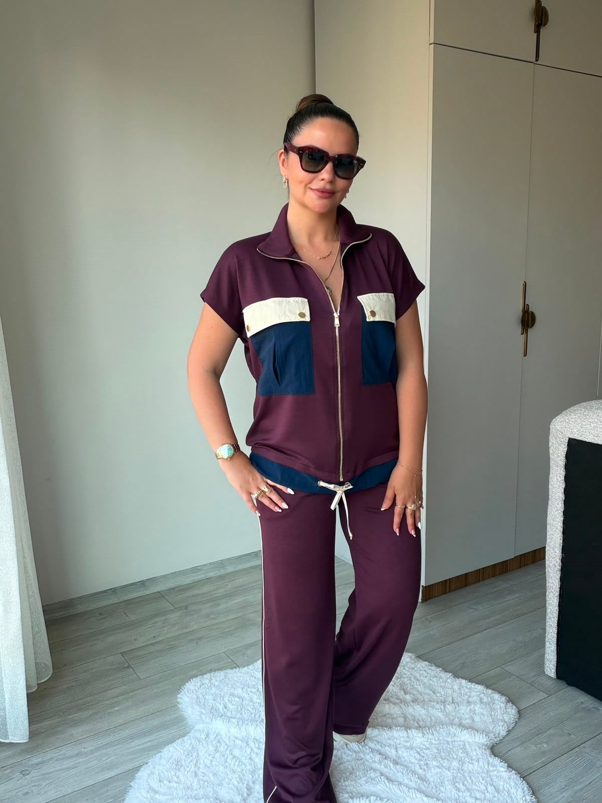 1021 Paraşüt Cepli Modal Takım BORDO