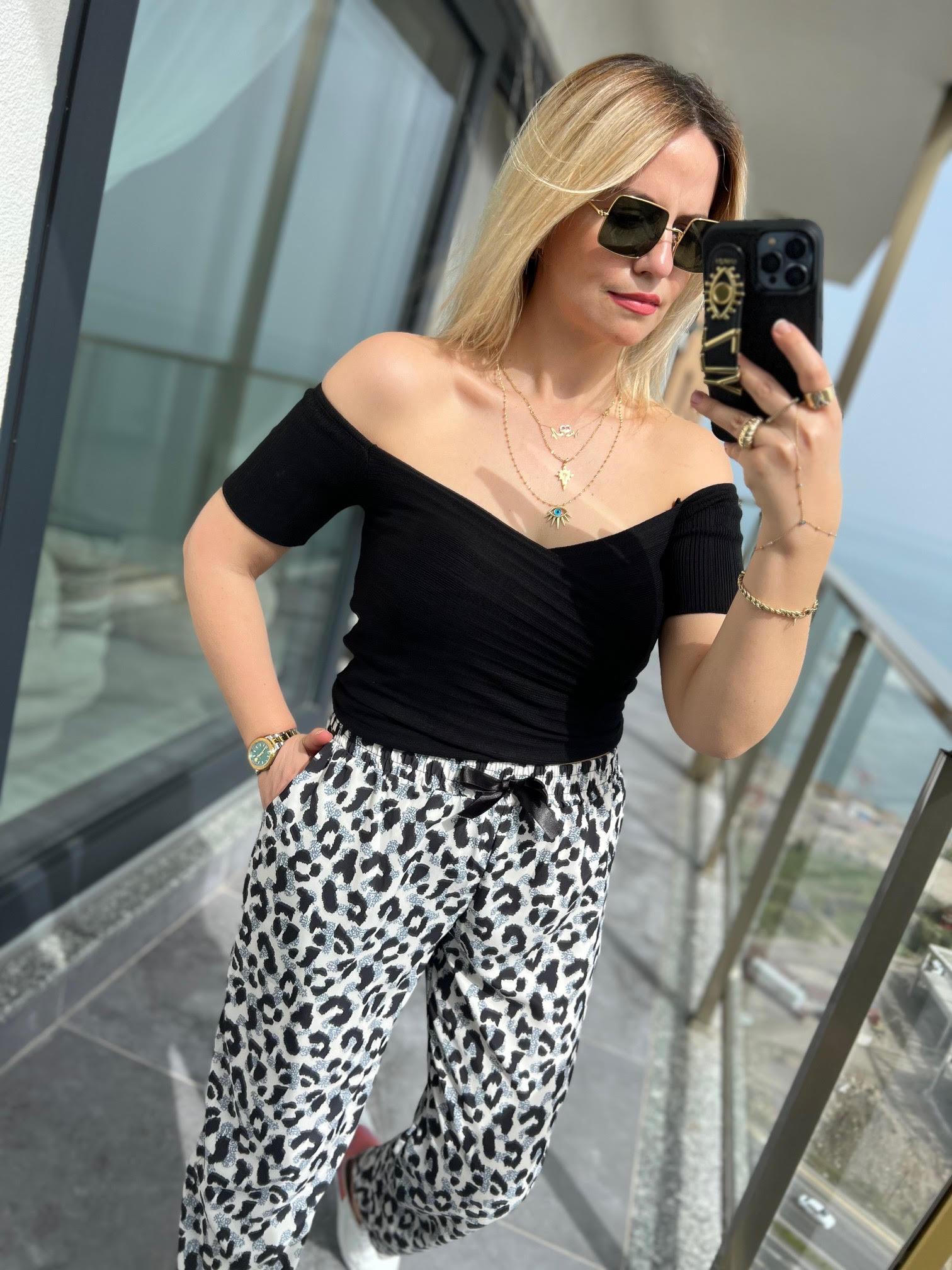 10528 Bardot Yaka Triko Top SİYAH