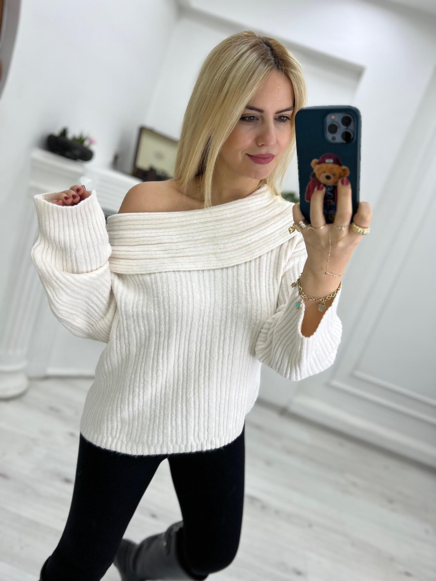 231075 Degaje Yaka Fitilli Kazak KREM