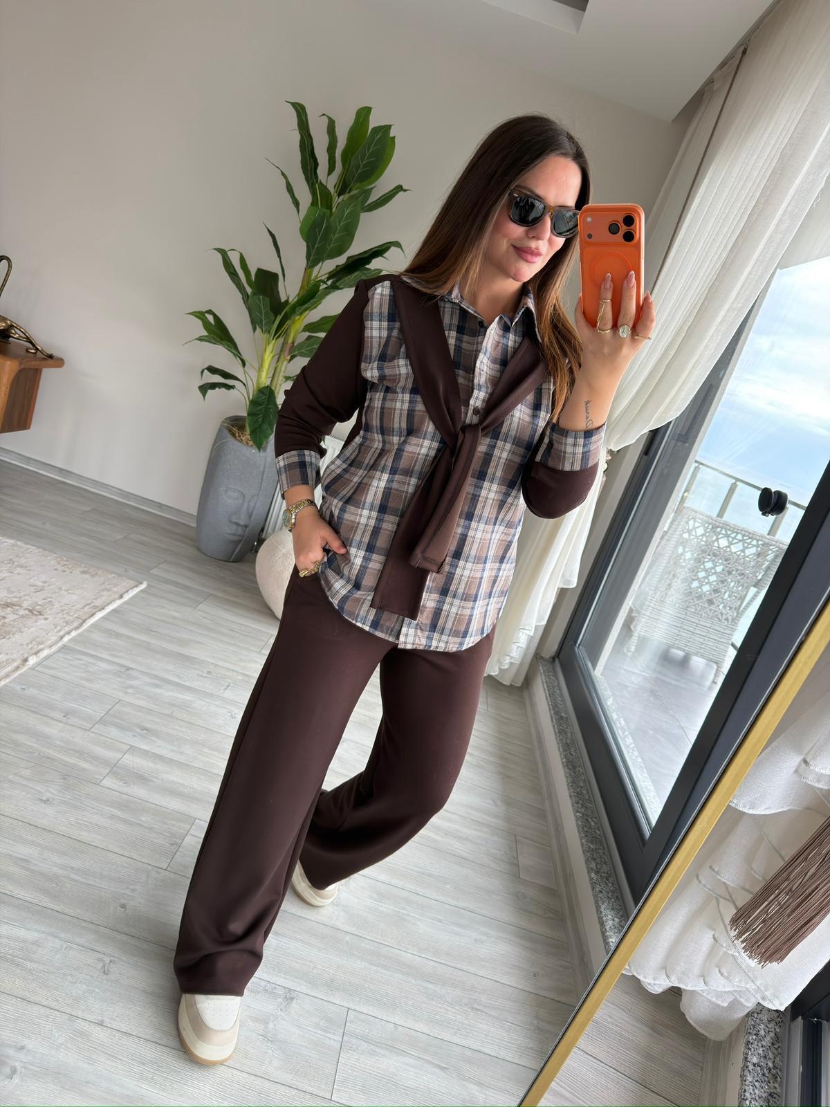 2361 Ekoseli Takım KAHVE