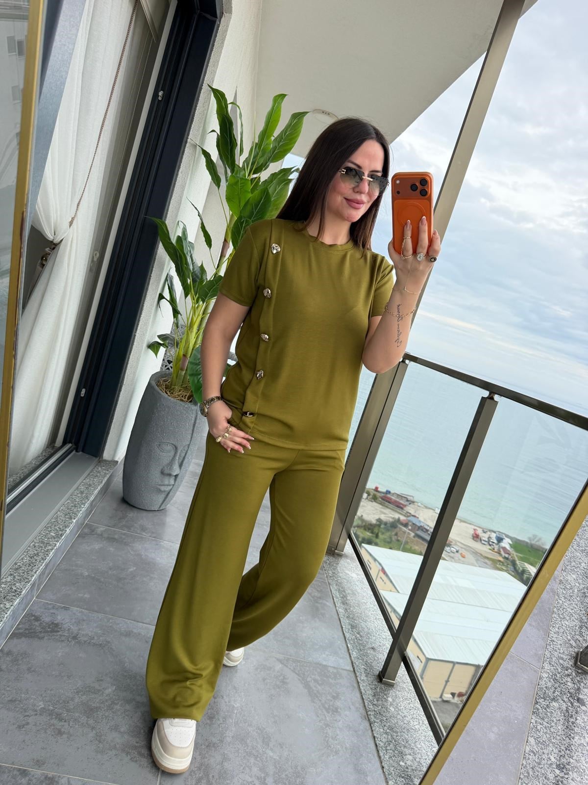 2401 Patlı Gold Düğmeli Takım YEŞİL