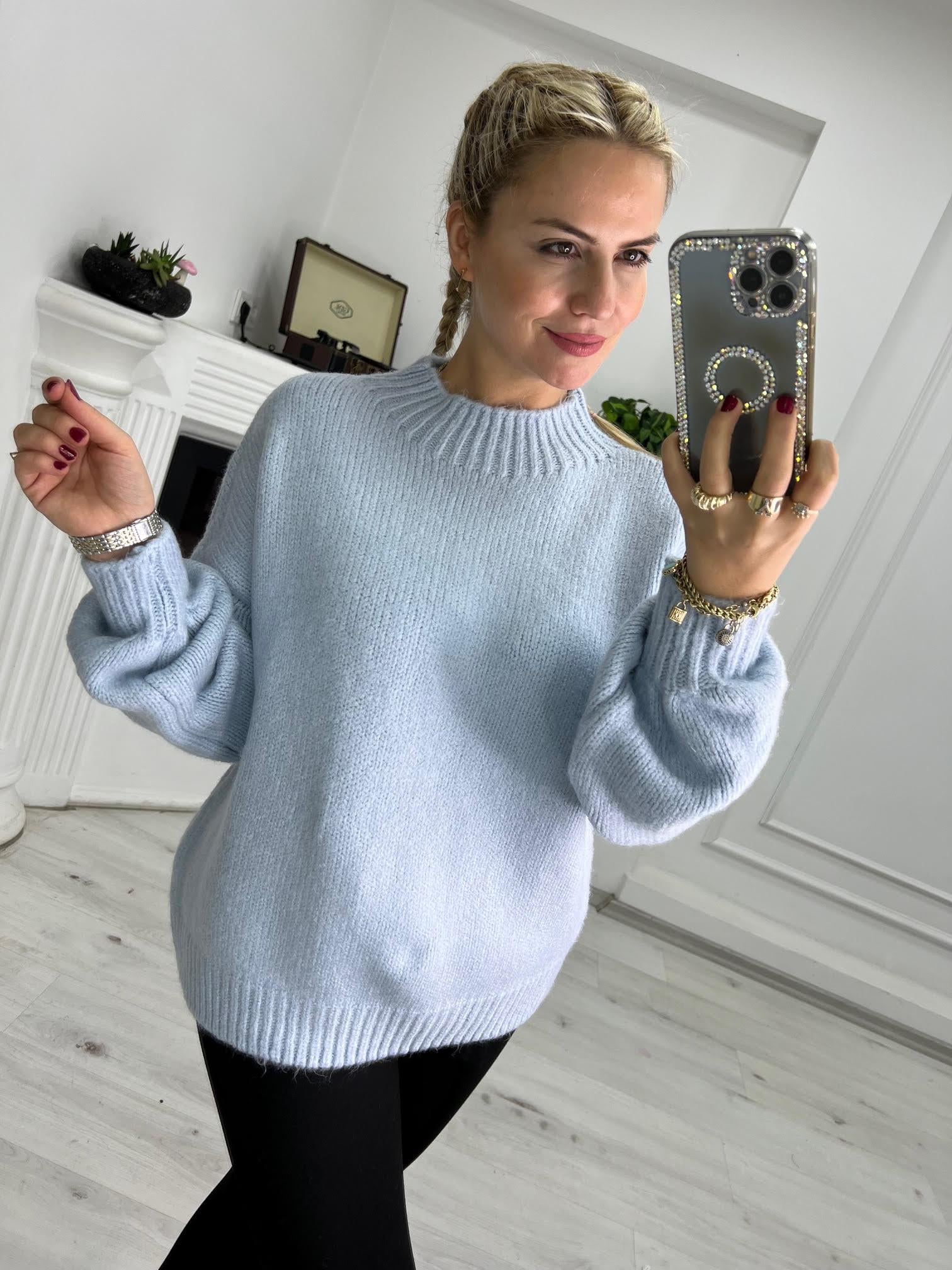 2441 Owersize Triko Kazak BEBE MAVİ