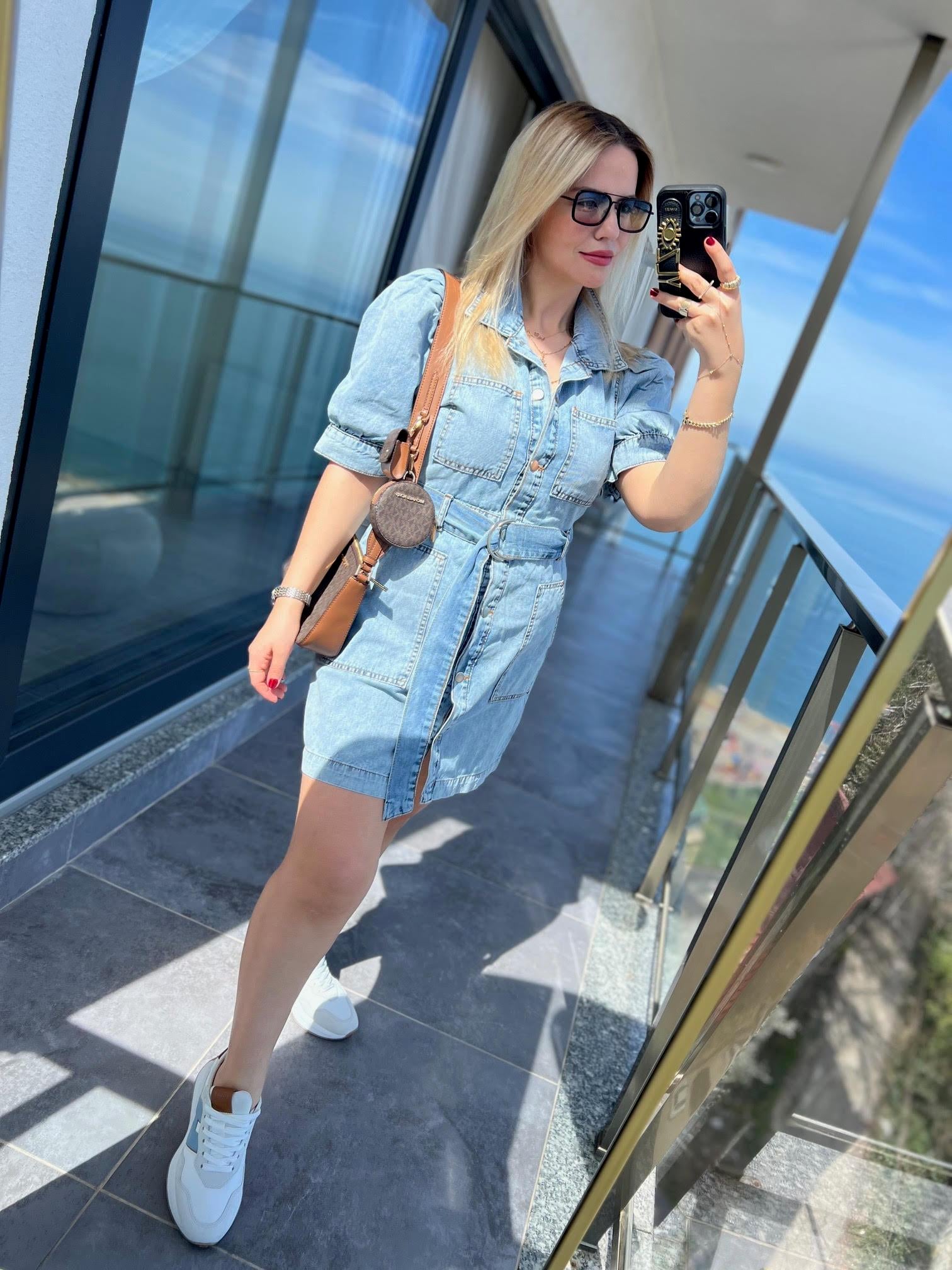 25804 Cepli Jean Elbise MAVİ