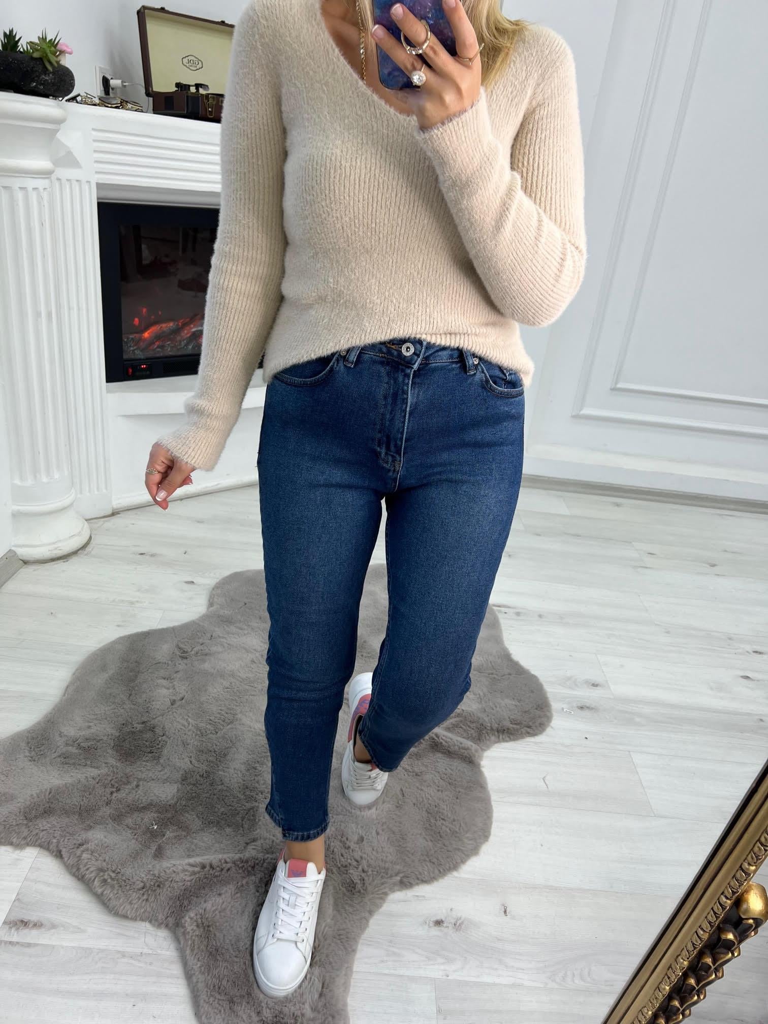 271 Paça Detaylı Mom Jean LACİVERT