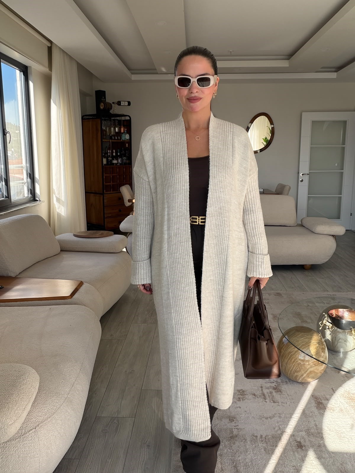 2753 Yırtmaçlı Triko Hıırka TAŞ