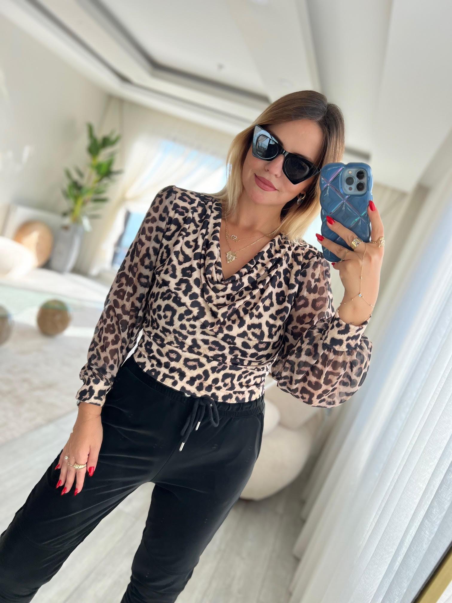 2770 Şal Yaka Bluz LEOPAR