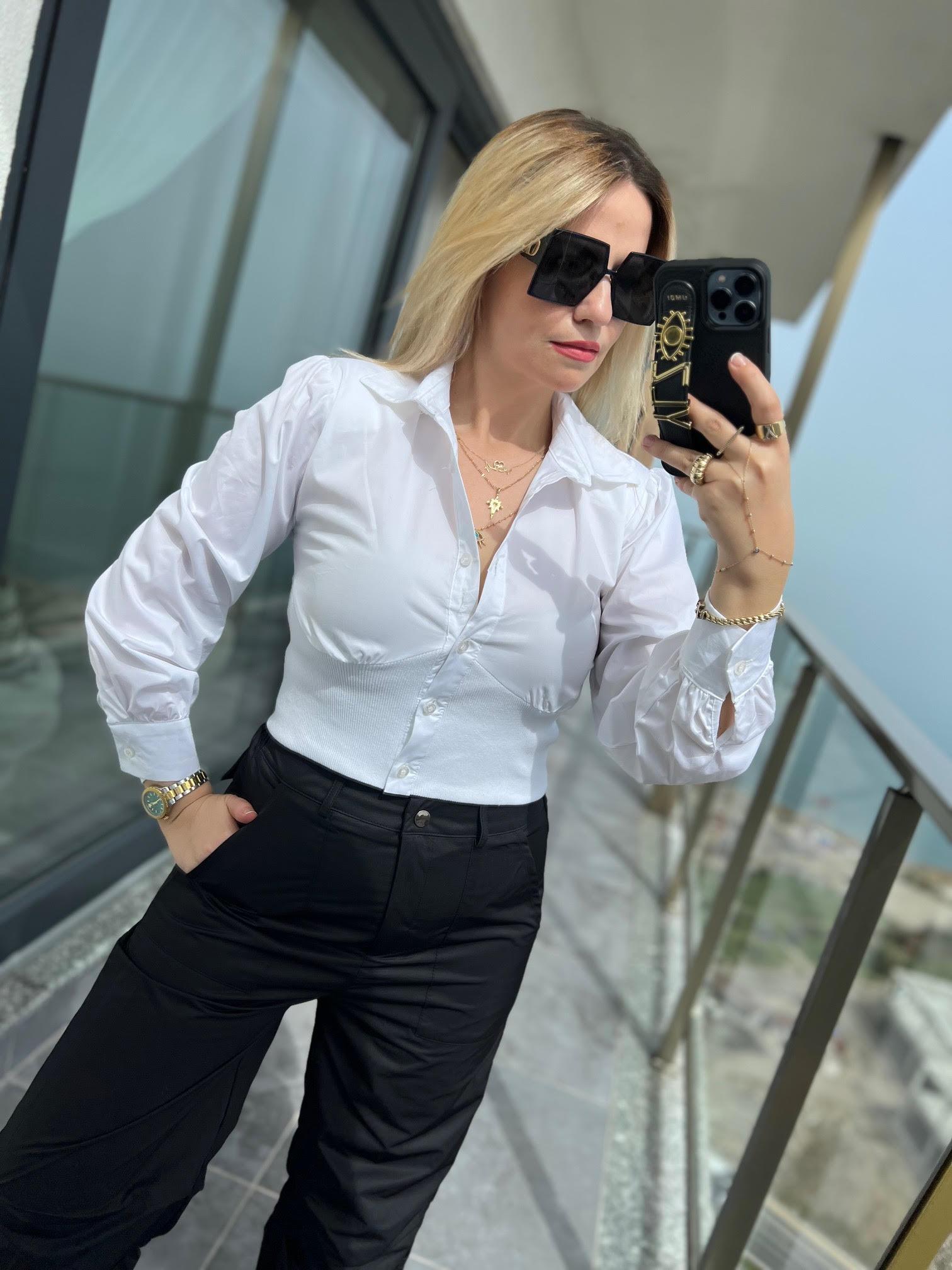 28408 Beli Triko Gömlek BEYAZ