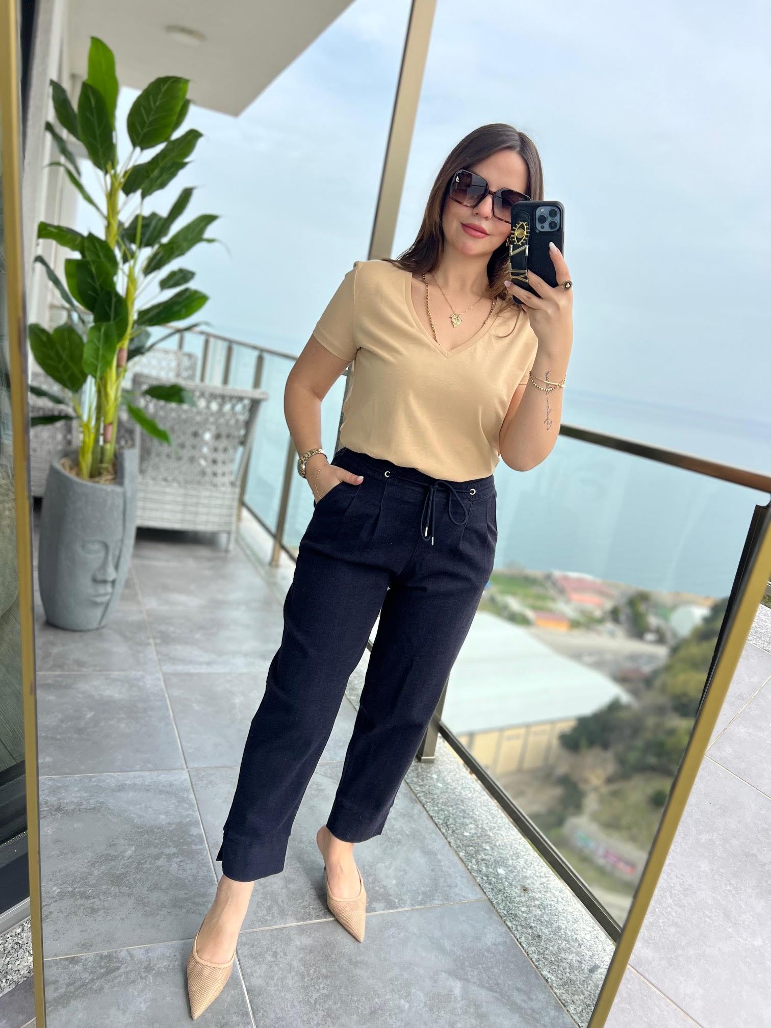 29727 Pileli Tencel Jean LACİVERT