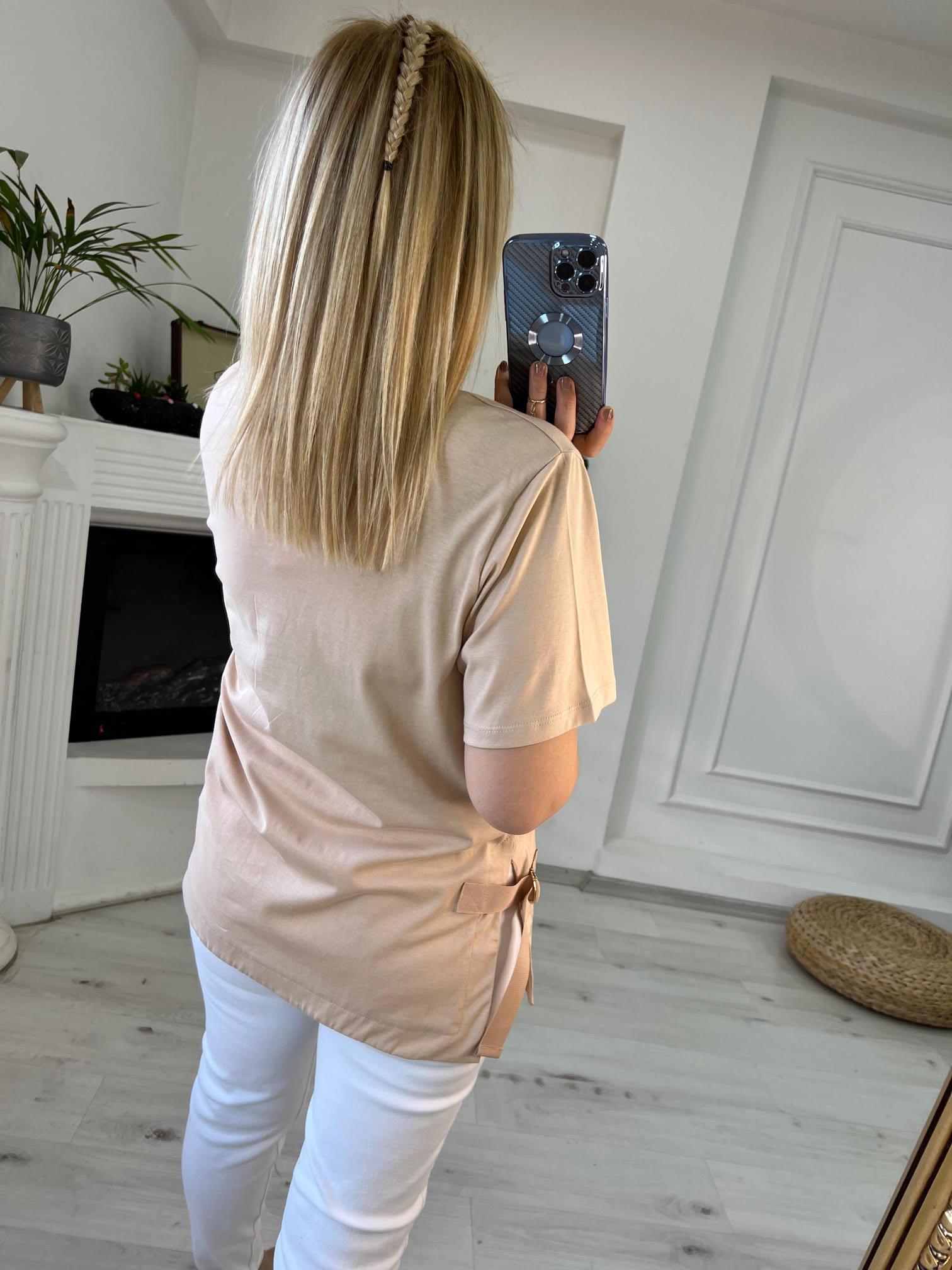 30188 Şerit Detay Tshirt BEJ