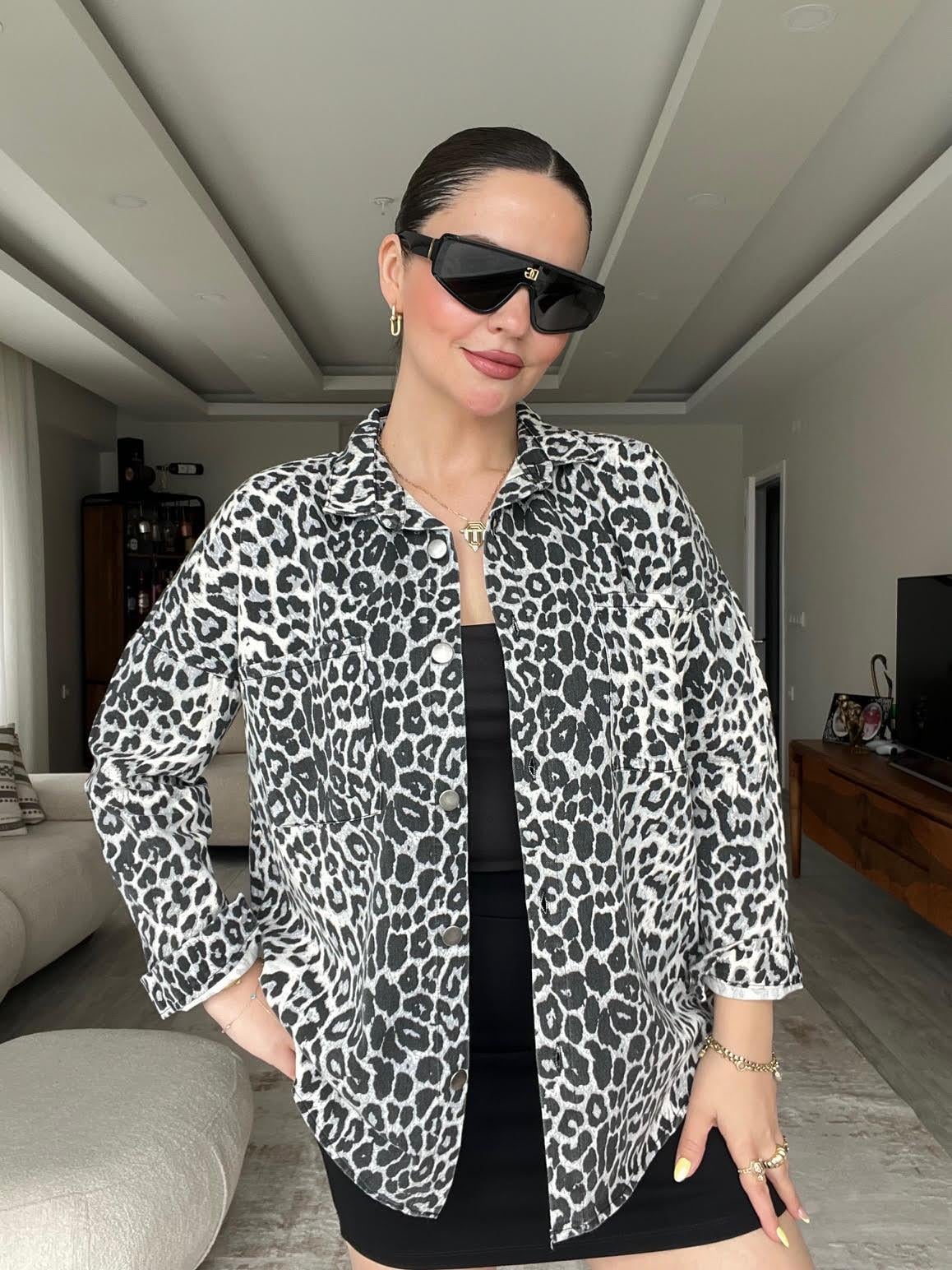 317 Cepli Gömlek GRİ LEOPAR