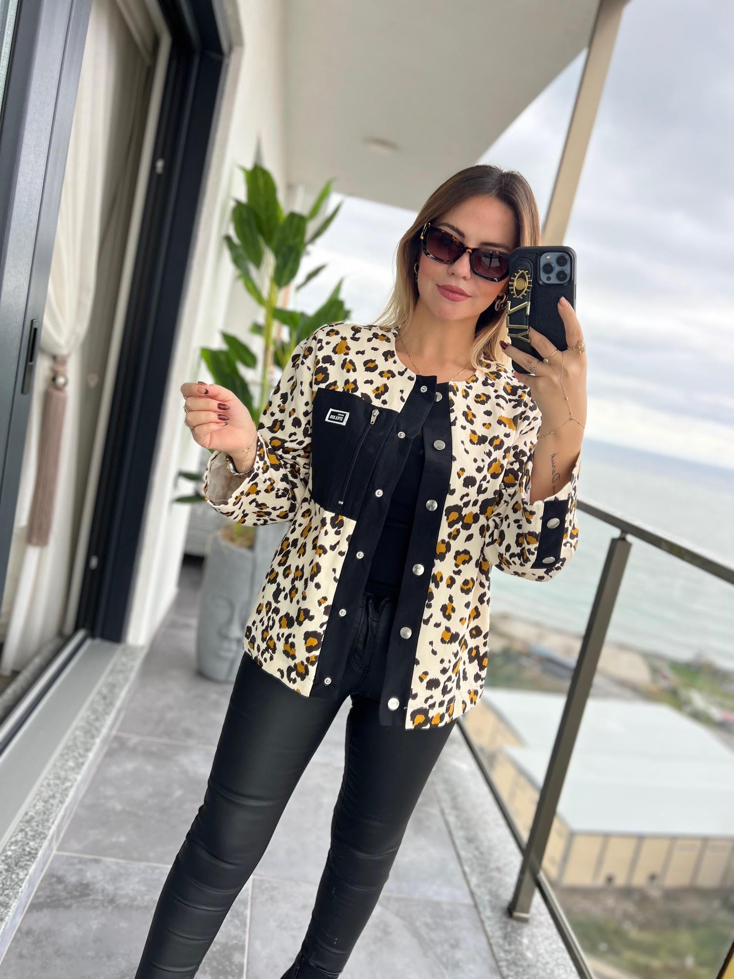35252 Leopar Baskılı Ceket LEOPAR