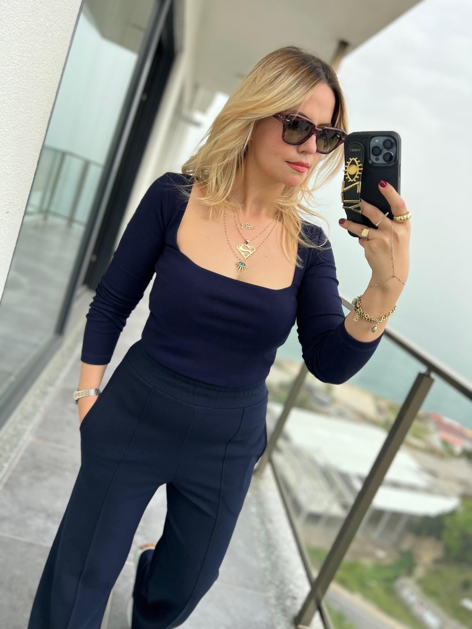 3700 Fitilli Uzun Kollu Crop LACİVERT