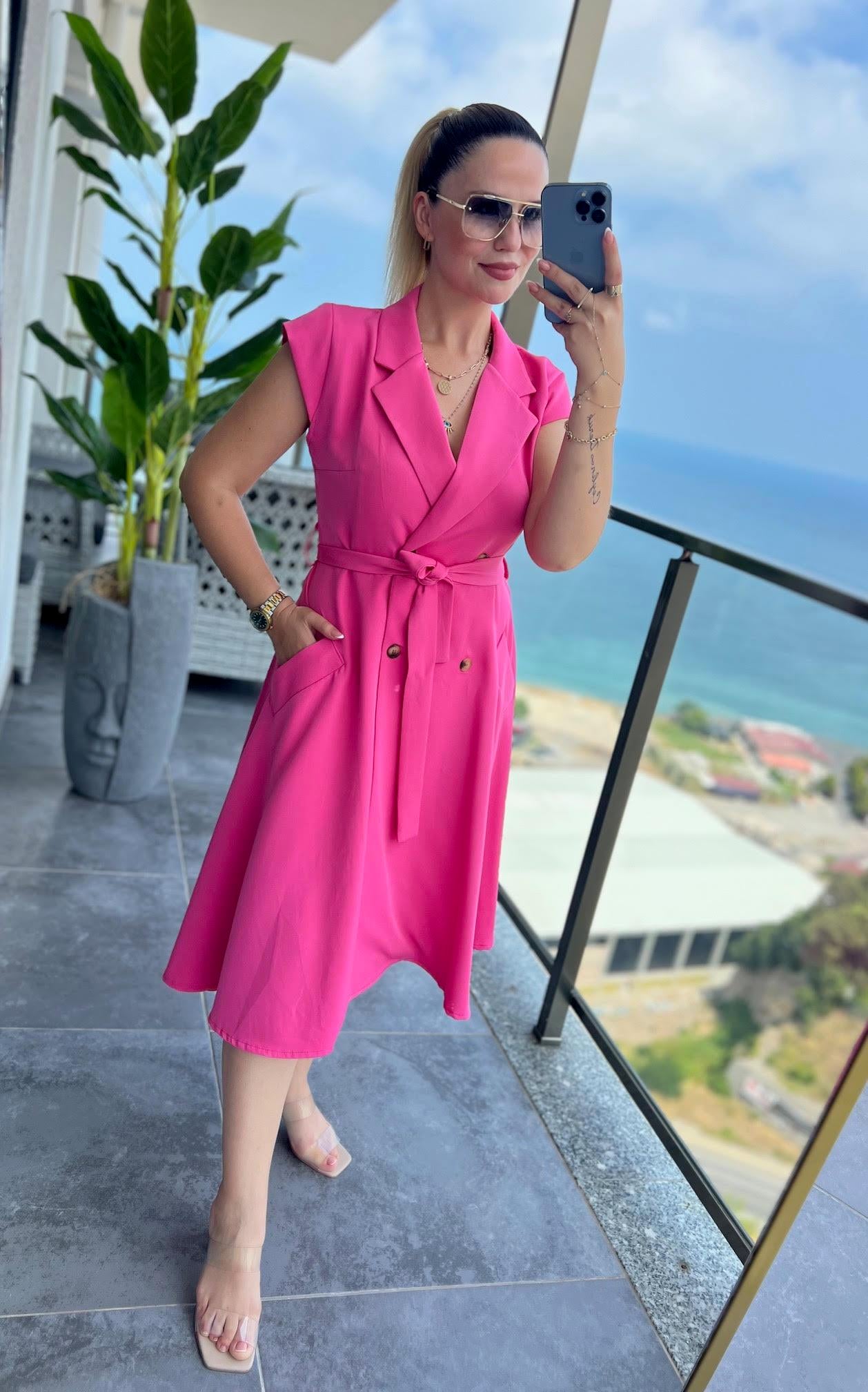 4070 Ceket Elbise PEMBE