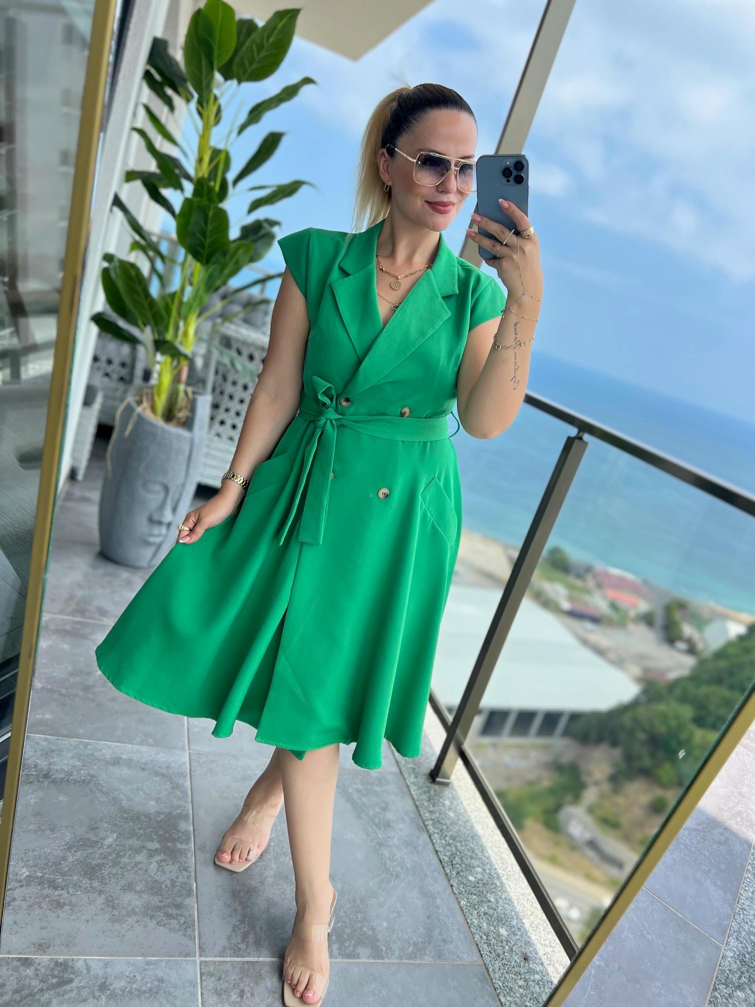 4070 Ceket Elbise YEŞİL