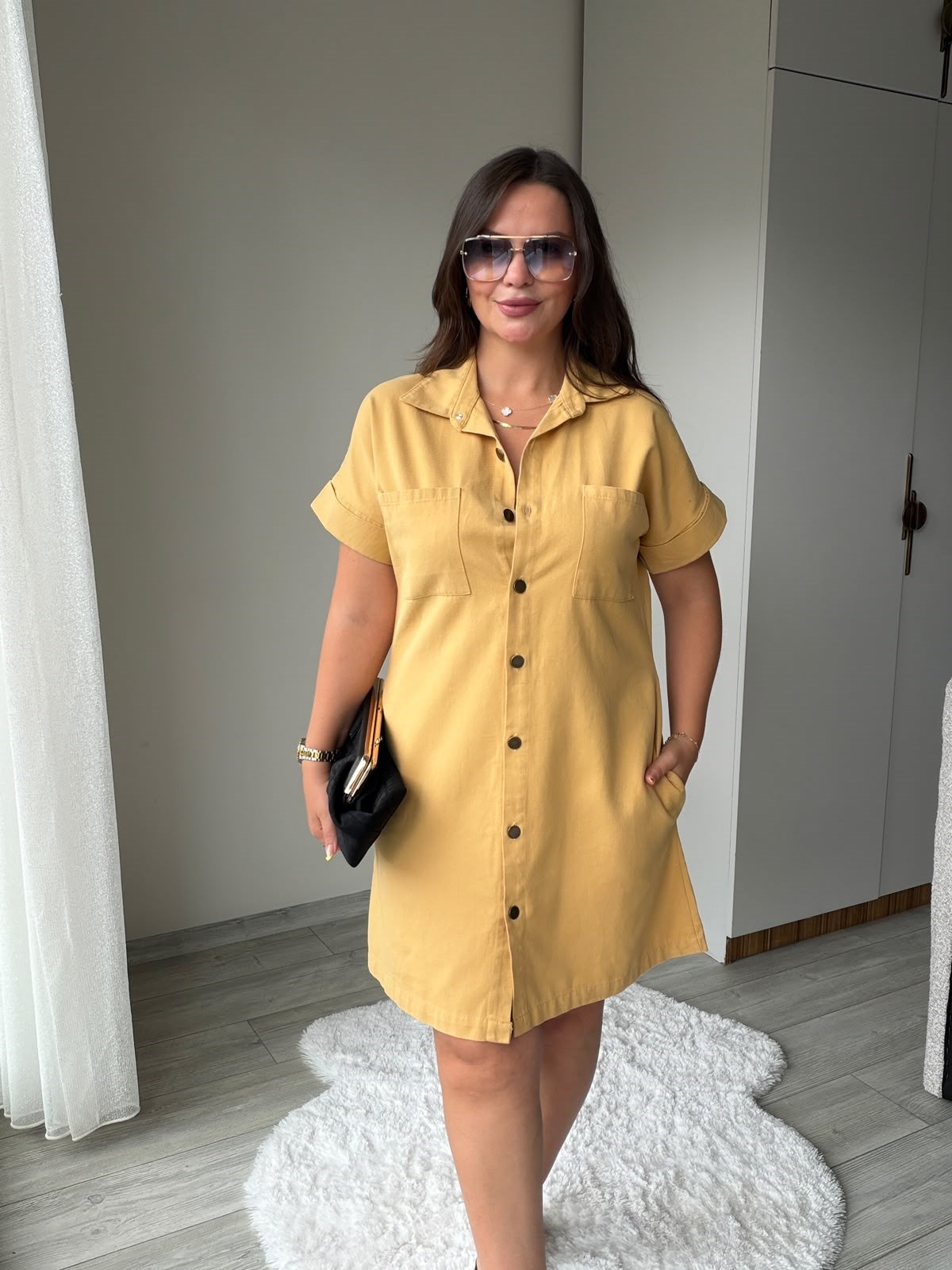 410 Yıkamalı Gabardin Elbise HARDAL