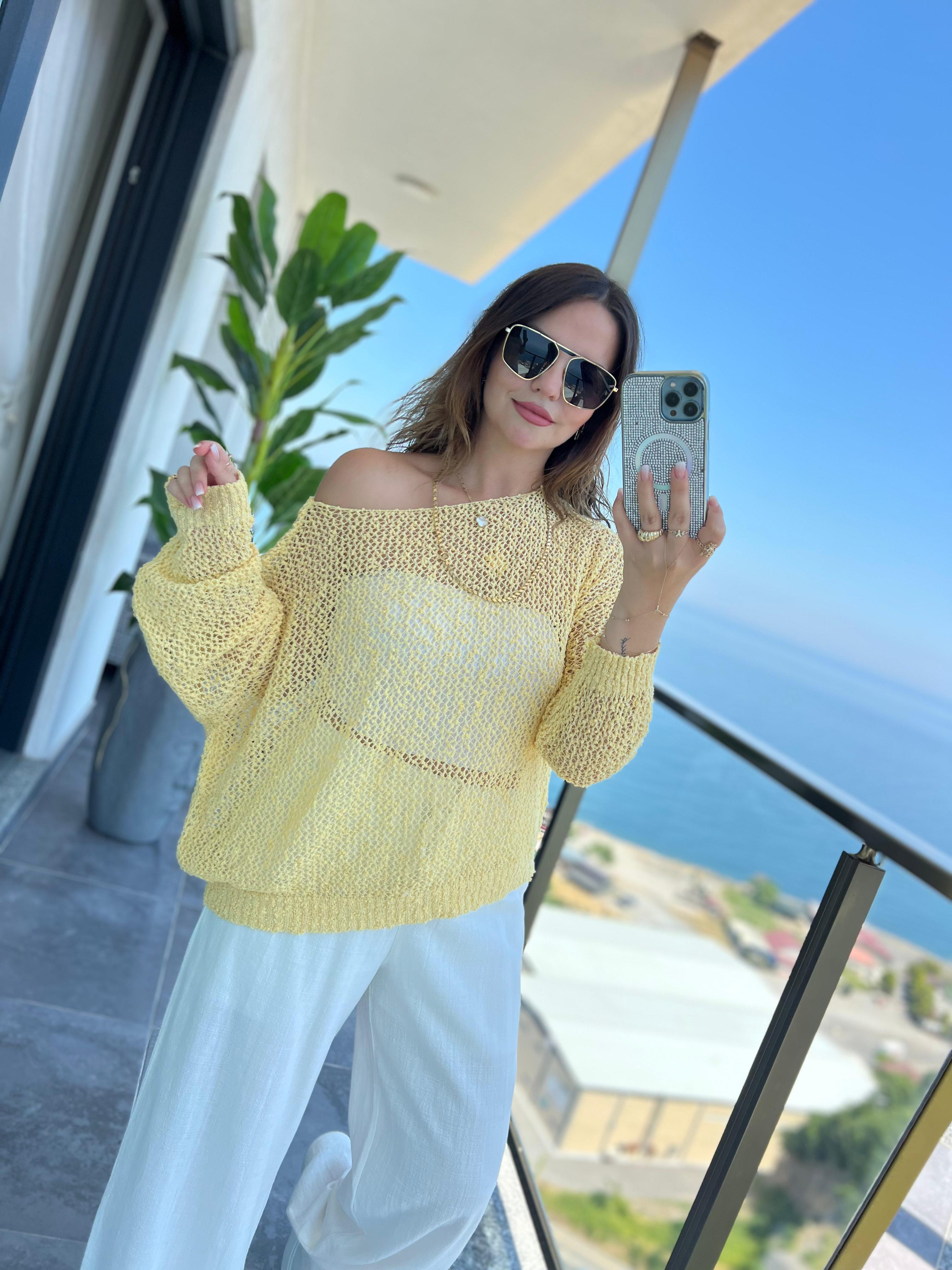4412 Delikli Triko SARI