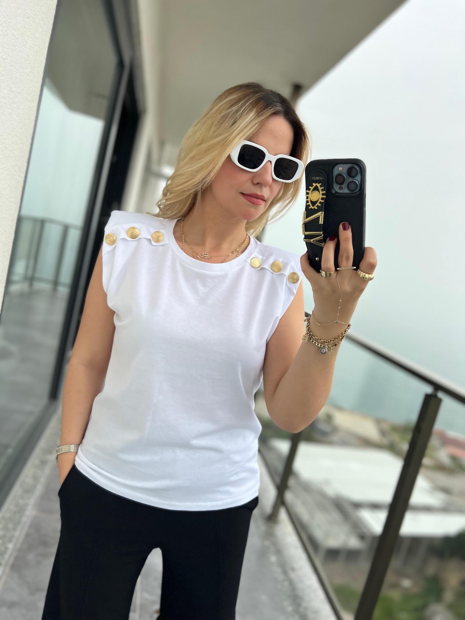 4705 Vatkalı Tshirt BEYAZ