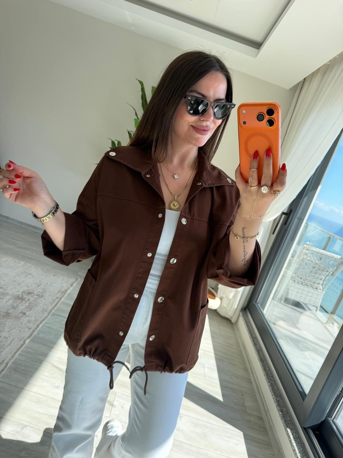 476 Owersize Ceket KAHVE