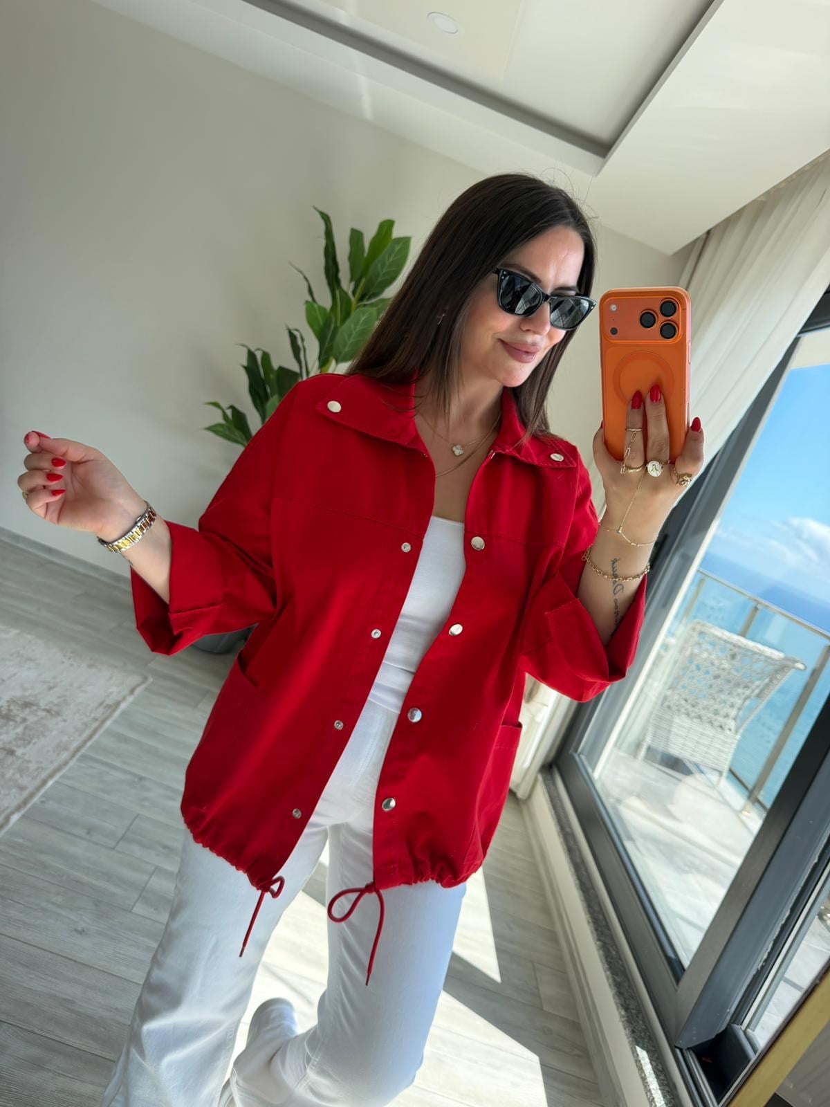 476 Owersize Ceket KIRMIZI