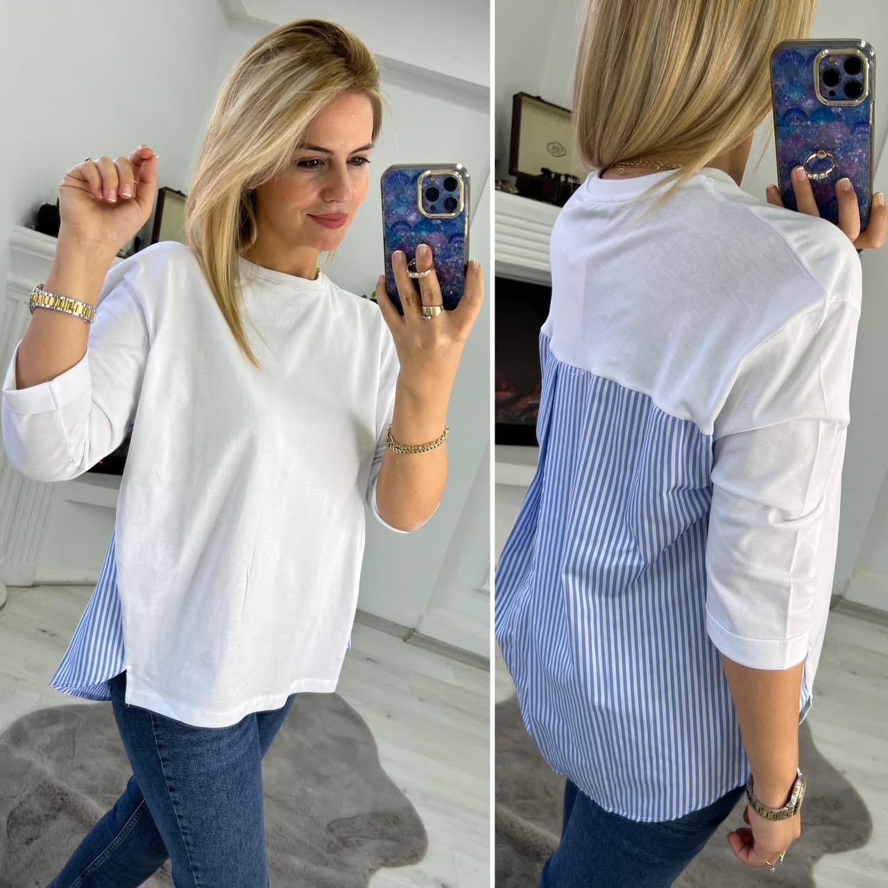 5004 Arkası Dokuma Tshirt BEYAZ